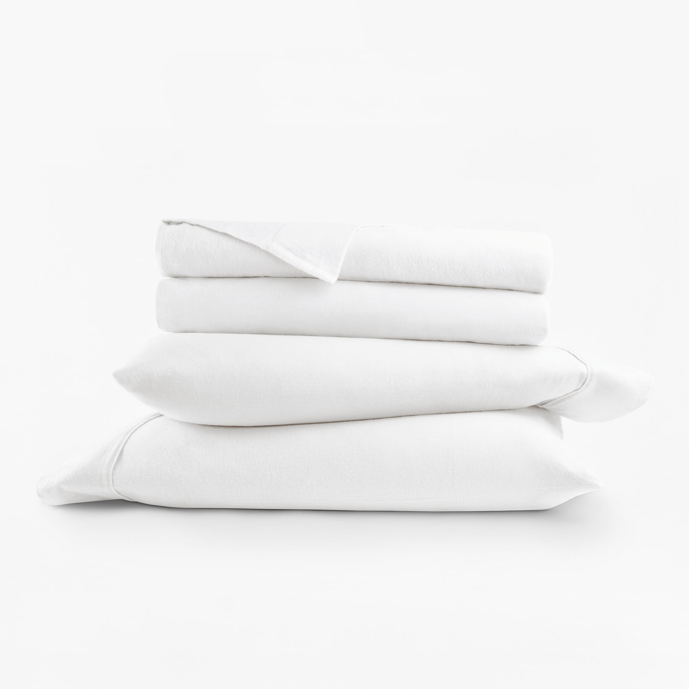 Premium Egyptian Cotton 100% Cotton Flannel Bed Sheets Set for Full Size Bedding in White - Cooling Hotel Quality Bedding Sheets and Pillowcases Detail