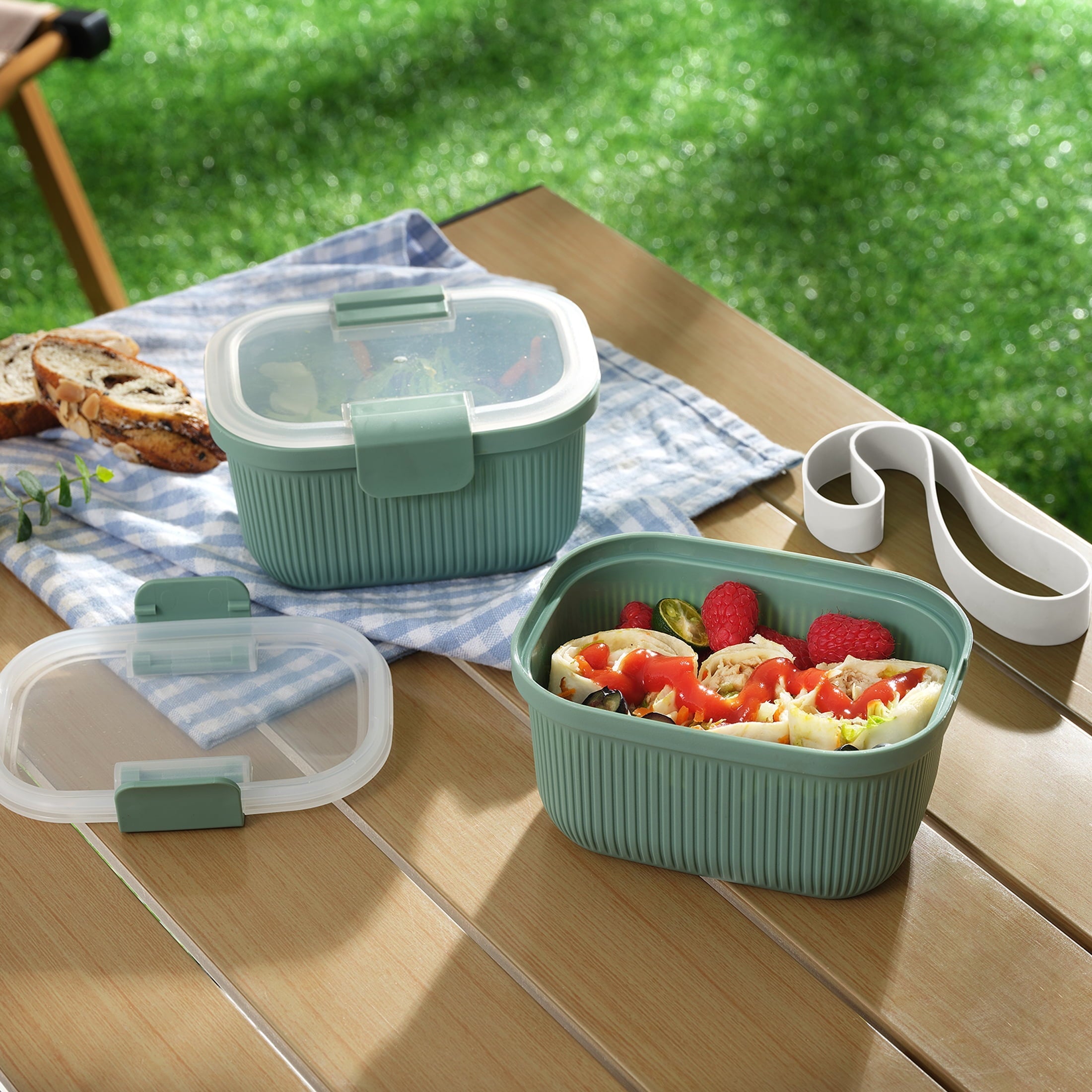 Fun Food Fidget Food Storage Snack Container, Plastic, Rectangle, Green, 19oz Capacity, Best Used for On-the-Go Snacks and Small Port... - Deliciously Soft Cupcake Sensory Glob Detail