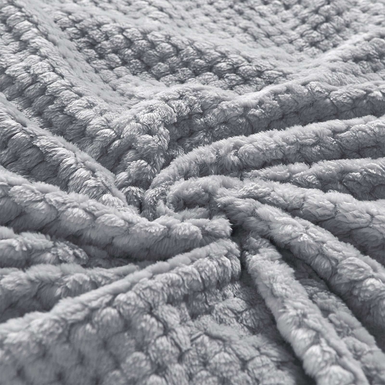 Cozy Fleece Waffle Textured Extra Large Fleece Blanket, Super Soft and Warm Throw Blanket for Couch, Sofa and Bed (Light Grey, 50... - Cozy Fleece Throw Blanket for Couch & Bed Detail