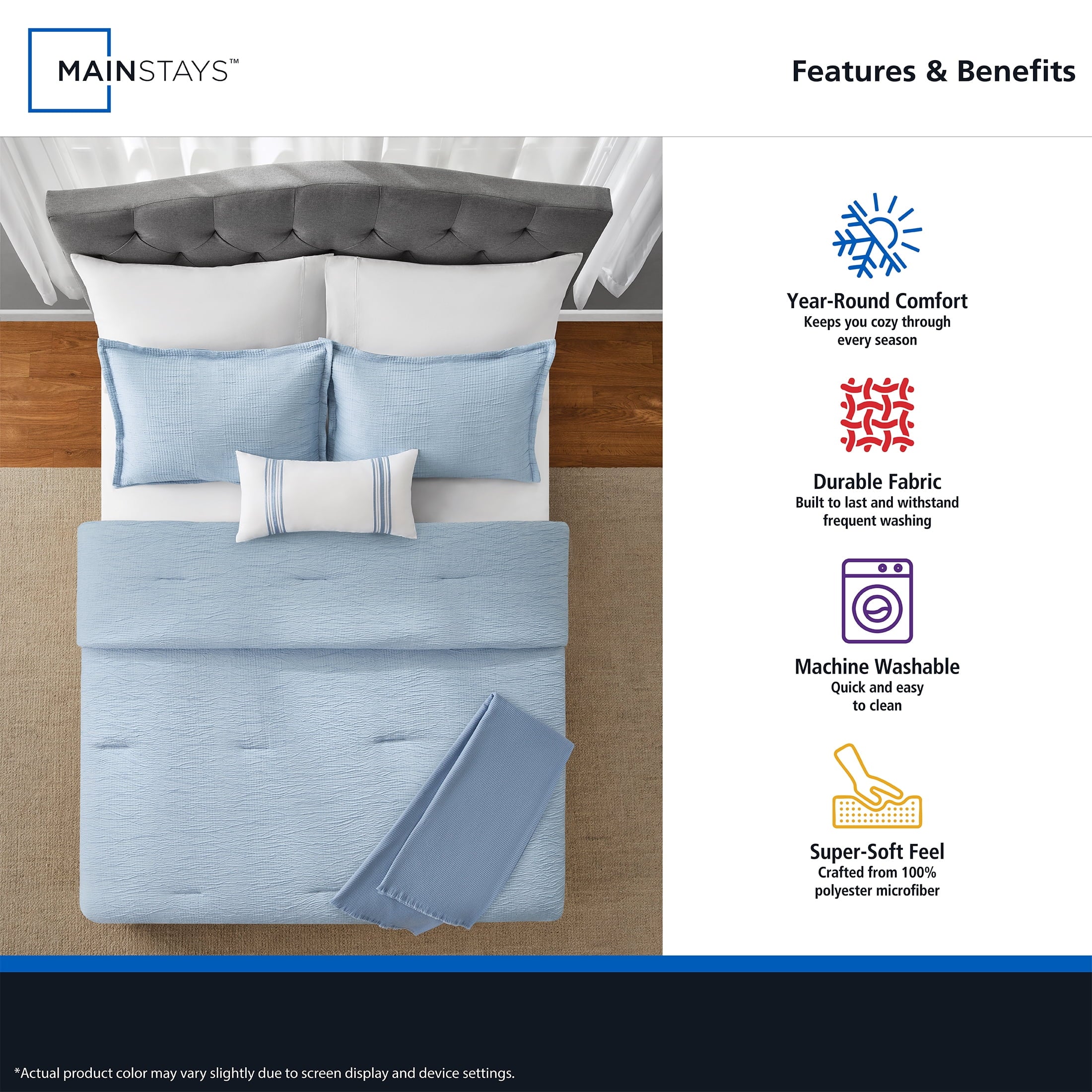 Luxurious Quilted Full/Queen Comforter Set, All-Season, 5-Piece, Blue Matelasse Tonal Stripe - Luxurious Quilted Duvet Cover Set Detail