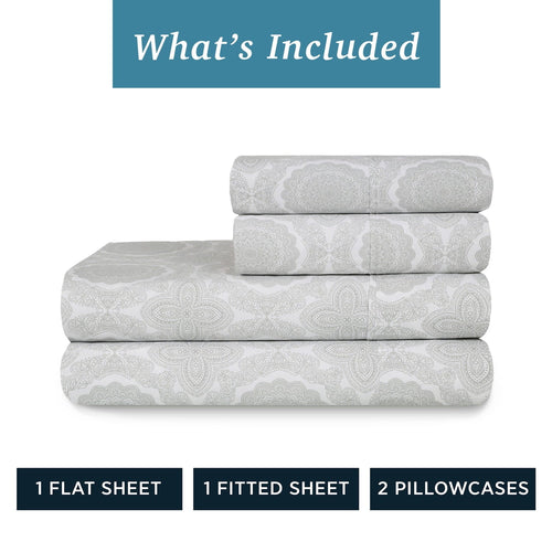 Breathable Luxury 100% Cotton Queen Sheets Set, 4 Piece Bed Sheets Set with HeiQ Fresh, Percale Weave, Hotel Luxury, Ultra Soft Sheets ... - Premium Ultra-Soft Pillowcase Pair for Sleeping Detail