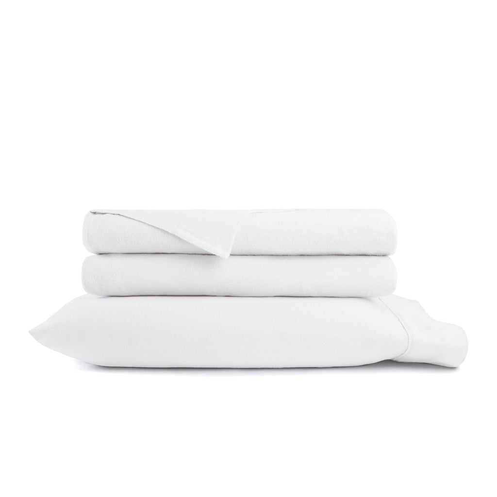 Premium Egyptian Cotton 100% Cotton Flannel Bed Sheets Set for Full Size Bedding in White - Cooling Hotel Quality Bedding Sheets and Pillowcases Detail