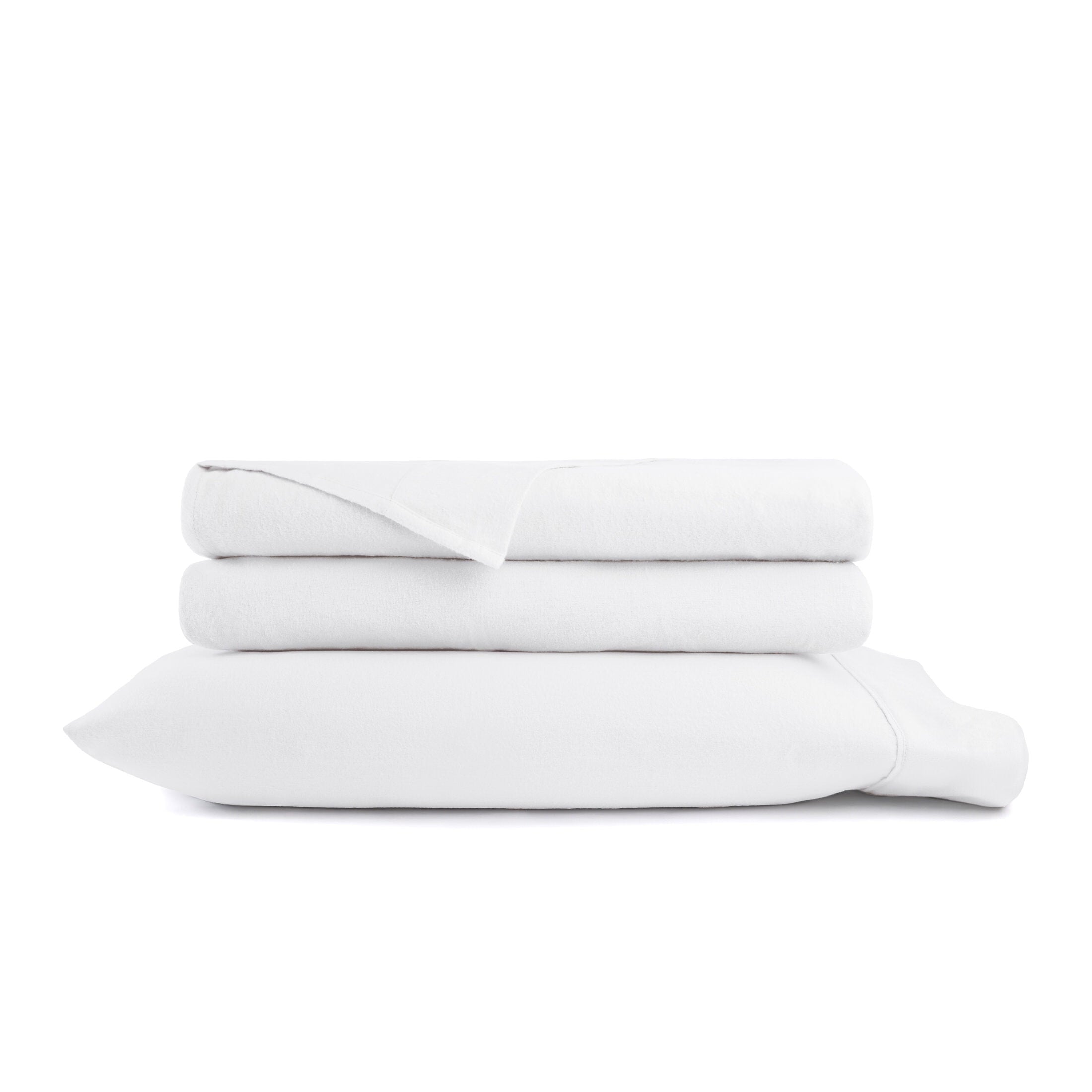 Premium Egyptian Cotton 100% Cotton Flannel Bed Sheets Set for Full Size Bedding in White - Cooling Hotel Quality Bedding Sheets and Pillowcases Detail