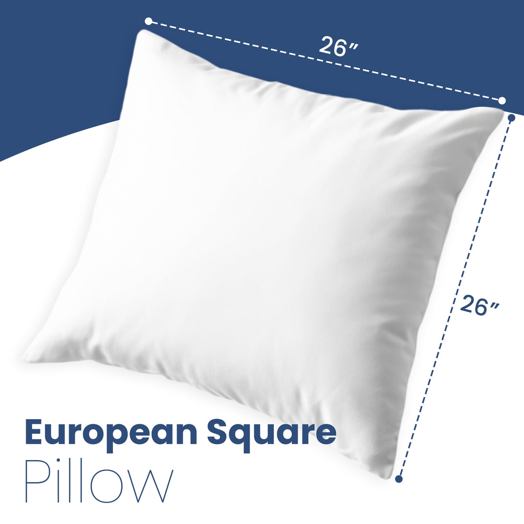 Decorative Plump Down Alternative White Euro Pillow Insert 26x26 – Soft & Durable - Ergonomic Memory Foam Pillow for Neck Pain Support Detail