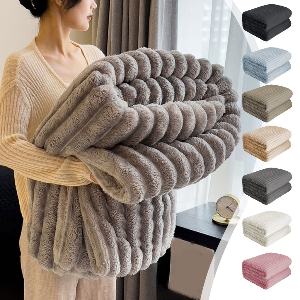 Lightweight Warm Bunny Blanket, Super Soft & Warm Faux Rabbit Fur Throw Blanket, Lightweight Microfiber Machine Washable for Bedroom, ... - Super Soft Reversible Sherpa Flannel Blanket Detail