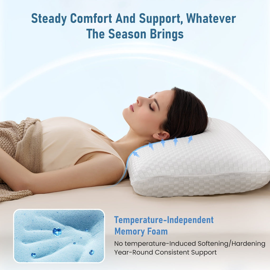 Ergonomic Memory Foam Memory Foam Pillow for Bed, Cooling Pillow with Extra Height Pad, Supportive Bed Pillow for Side, Back & Hot Sleepers... - Ergonomic Memory Foam Pillow for Neck Pain Support Detail