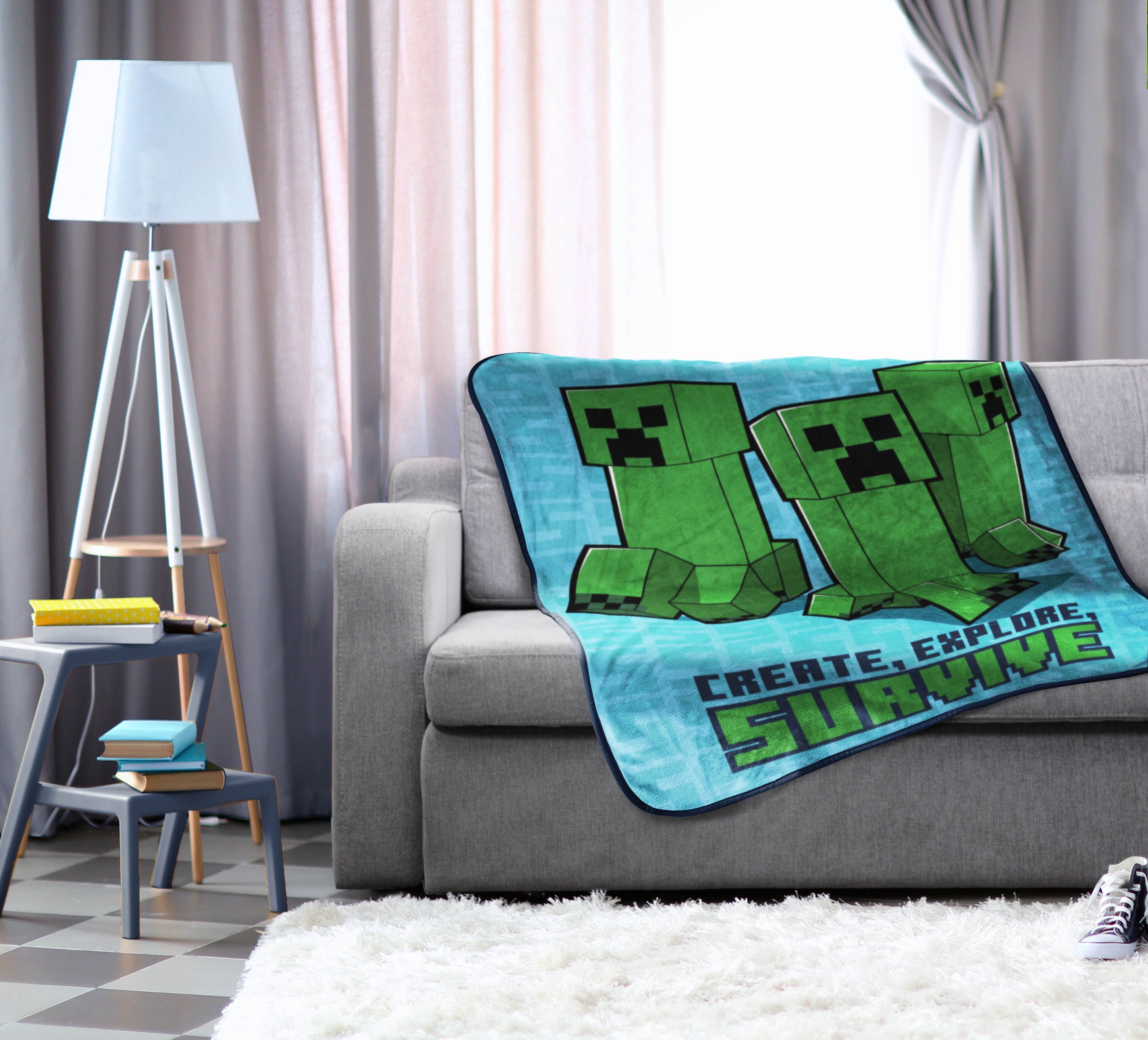 Decorative Knitted Kids Silk Touch Throw Blanket, 46 x 60, Microfiber, Blue - Super Soft Reversible Sherpa Flannel Blanket Detail