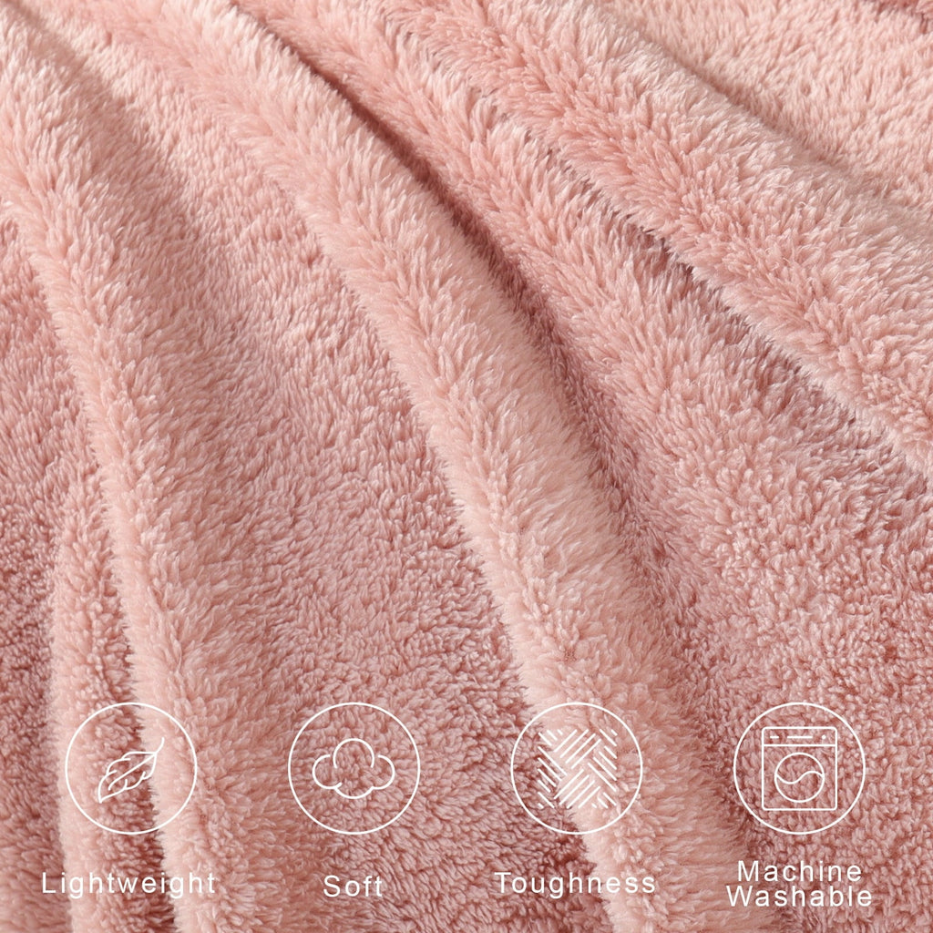 Reversible Sherpa Soft Fleece Throw Blanket for Couch, Super Soft Velvet Plush Bed Blanket, 50x60 Inches, Pink - Lightweight Plush Warm Blanket for All Seasons Detail