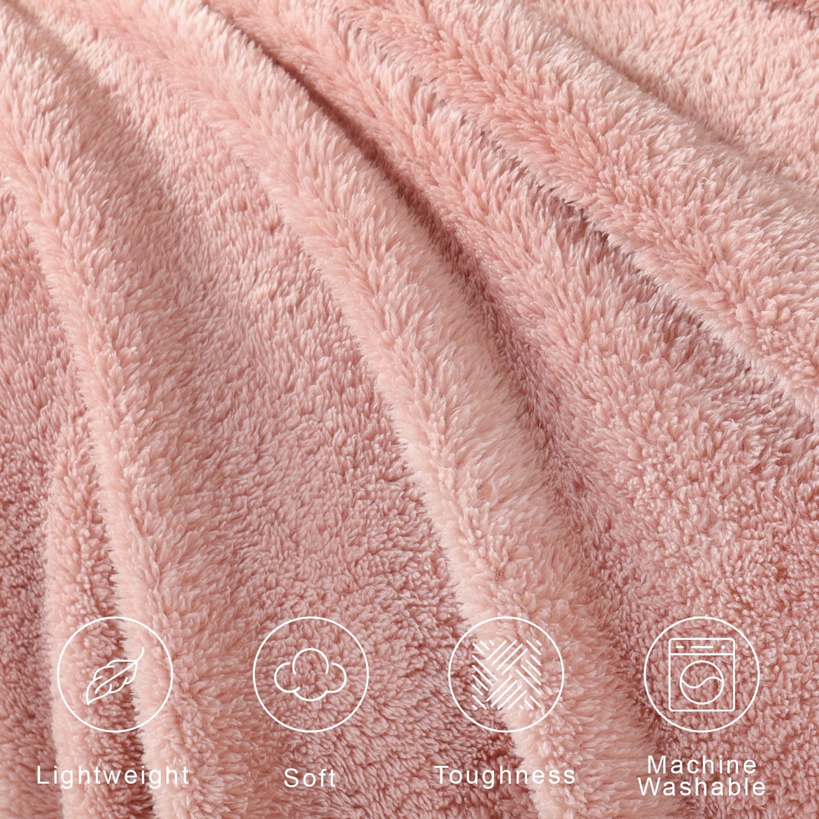 Reversible Sherpa Soft Fleece Throw Blanket for Couch, Super Soft Velvet Plush Bed Blanket, 50x60 Inches, Pink - Lightweight Plush Warm Blanket for All Seasons Detail
