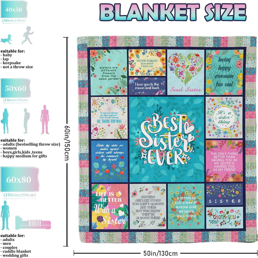 Lightweight Warm Sister Gifts Blanket for Birthday, Mother's Day, Christmas - Big Sister Gift Ideas - Lightweight Plush Warm Blanket for All Seasons Detail