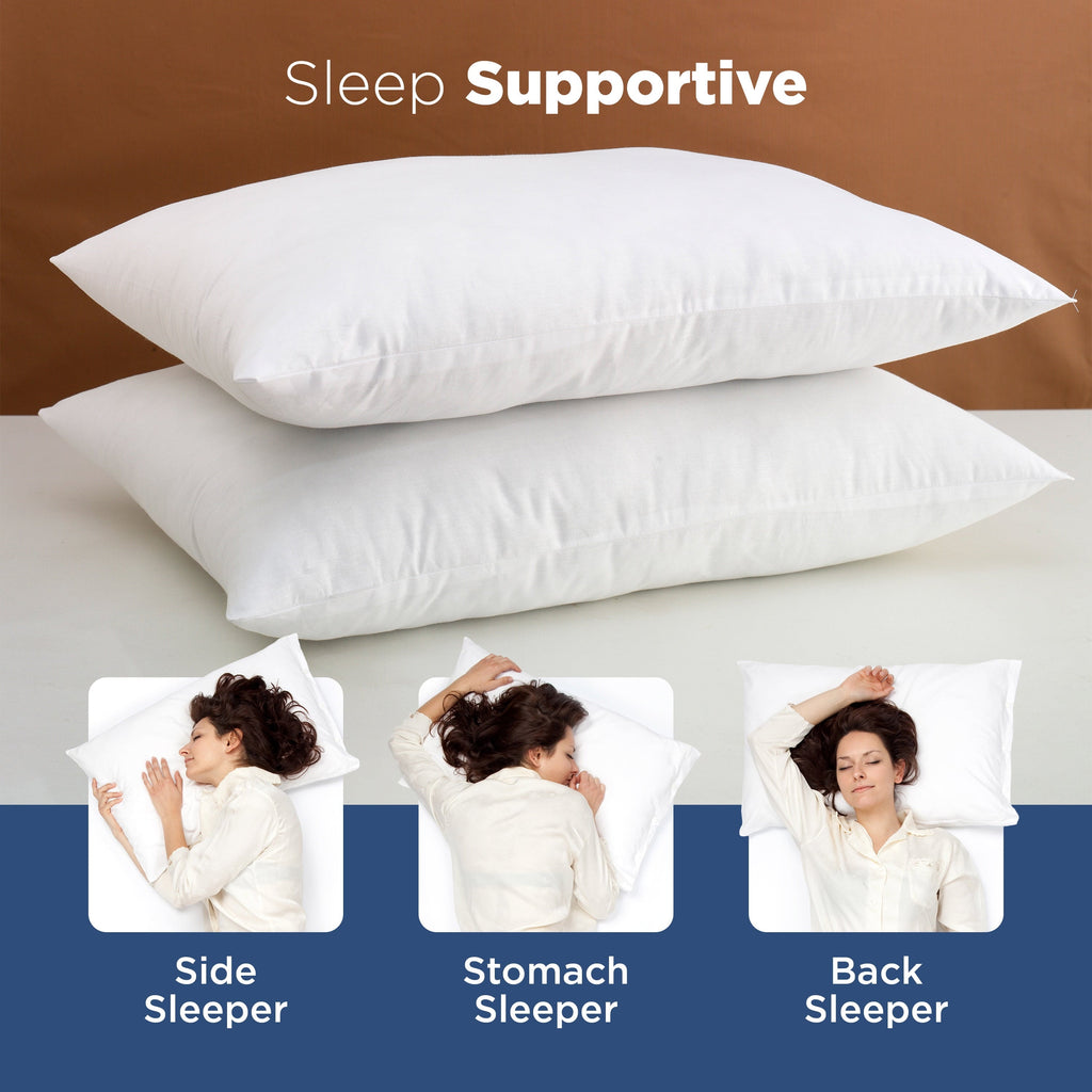 Orthopedic Support 2-Pack Down Alternative White Bed Pillows, Standard - Hotel Quality Plush Sleeping Pillows Detail