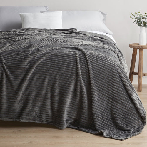 Cozy Fleece Cut Plush Fleece Blanket, Soft Lightweight Fuzzy Luxury Throw Size Bed Blankets for Bed, Throw, Gray - Luxury Knitted Decorative Throw Blanket with Fringes Detail