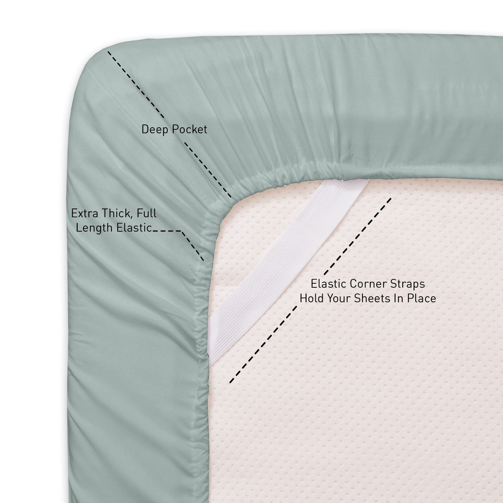 Wrinkle-Resistant 1800 Series Classic 4-Piece 1800 Thread Count 100 GSM Bed Sheet, Queen - Luxury Bed Sheet Set with Deep Pockets Detail