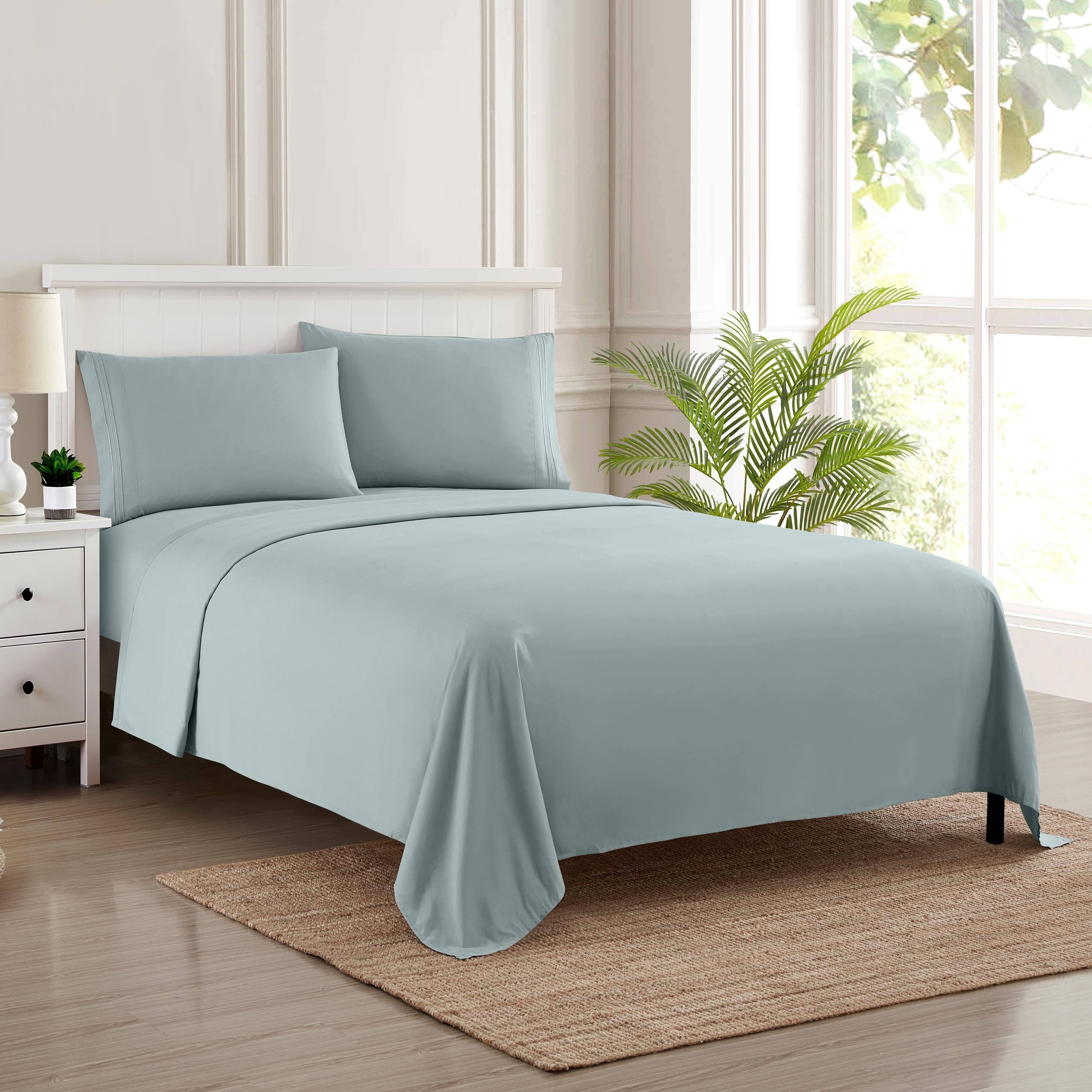 Wrinkle-Resistant 1800 Series Classic 4-Piece 1800 Thread Count 100 GSM Bed Sheet, Queen - Luxury Bed Sheet Set with Deep Pockets Detail