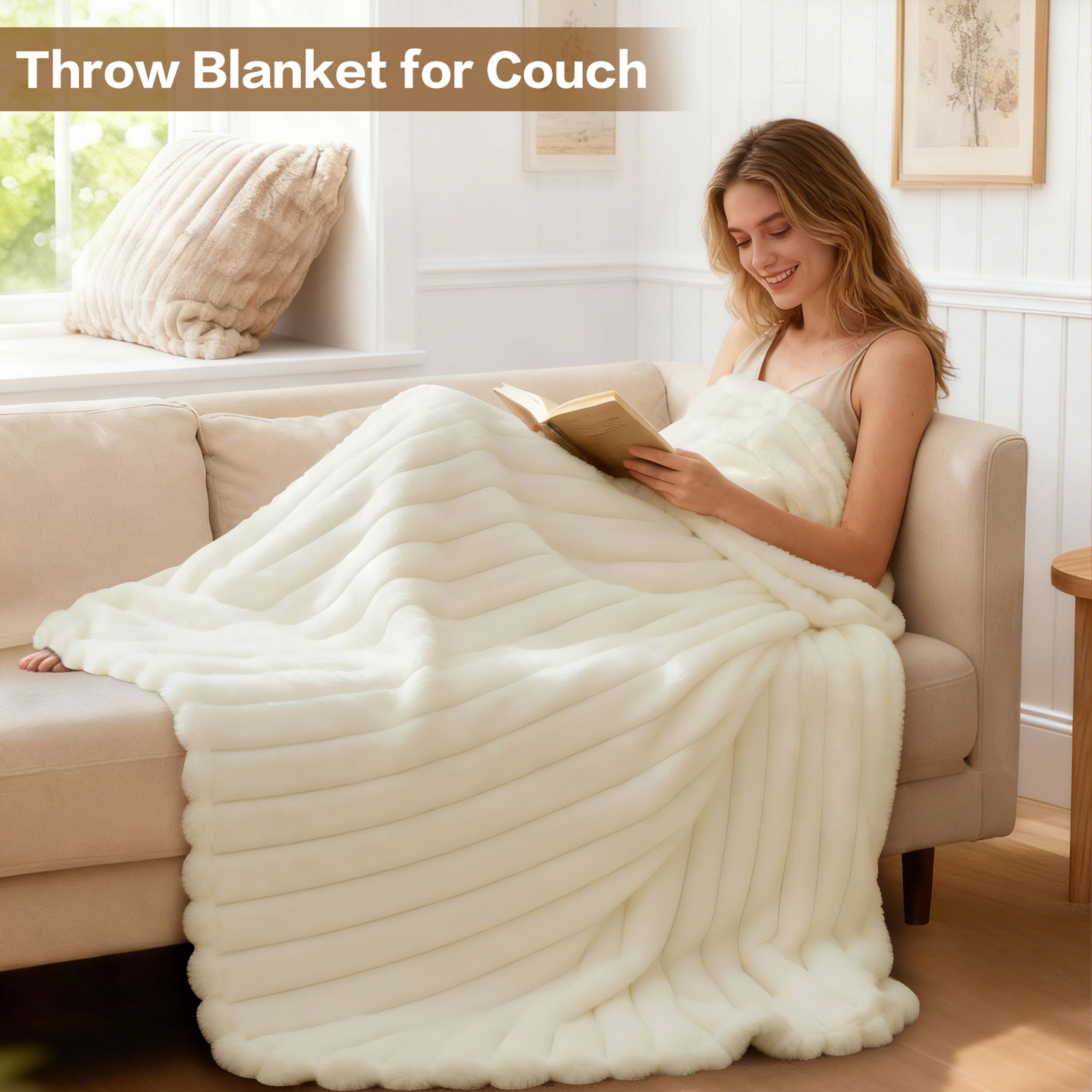 Cozy Fleece White Fleece Throw Blanket for Couch, Super Soft Cozy Blankets and Throws, Decorative Fleece Blankets for Women Men G... - Cozy Fleece Throw Blanket for Couch & Bed Detail