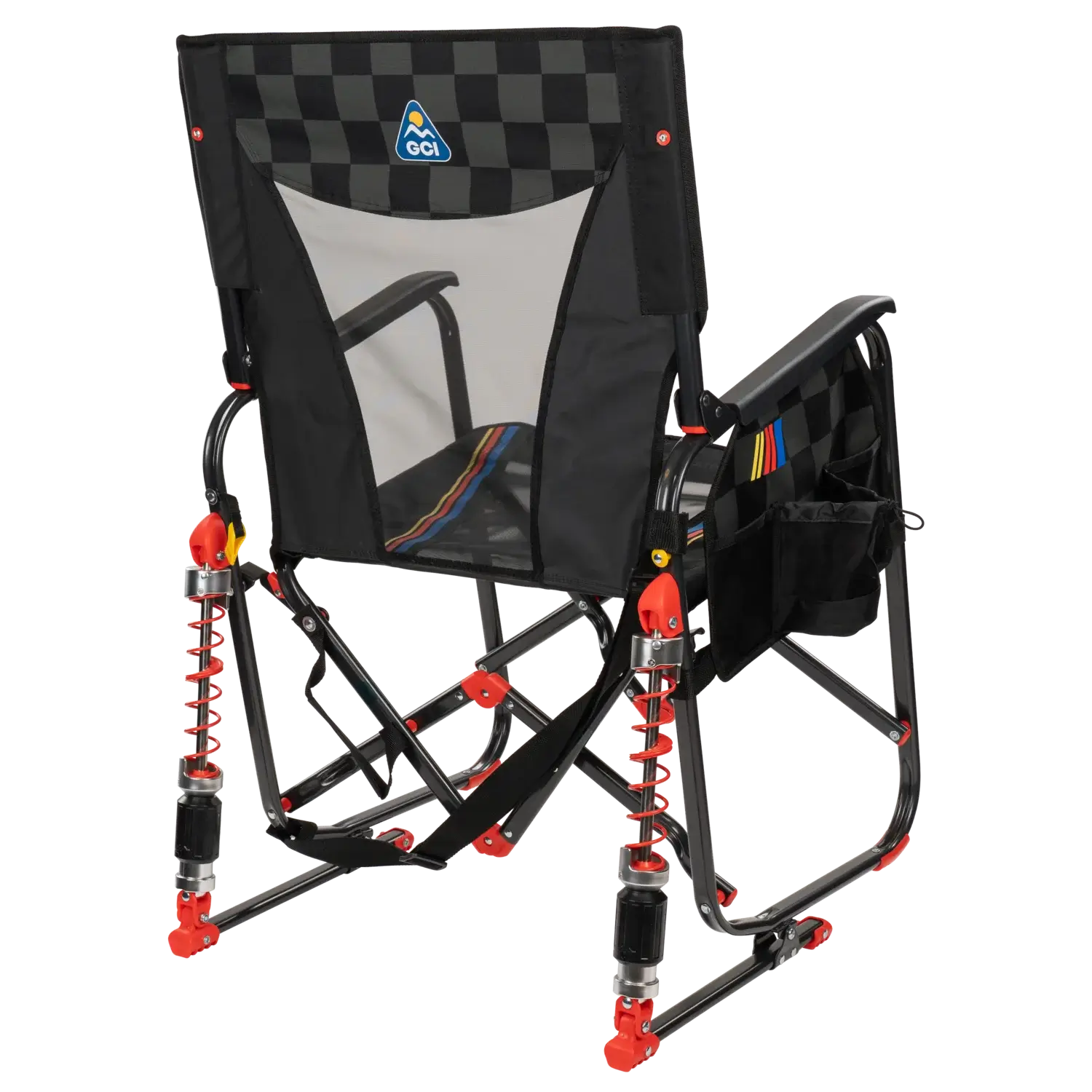 Luxury Camp Adjustable Rocker - NASCAR - Choice 899 - Patented Spring-Action Rocking Chair for Camping Detail