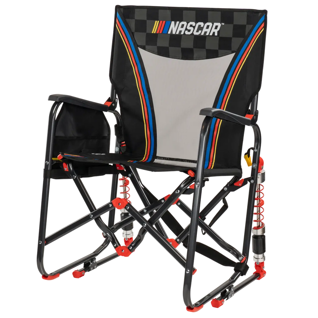 Luxury Camp Adjustable Rocker - NASCAR - Choice 899 - Patented Spring-Action Rocking Chair for Camping Detail