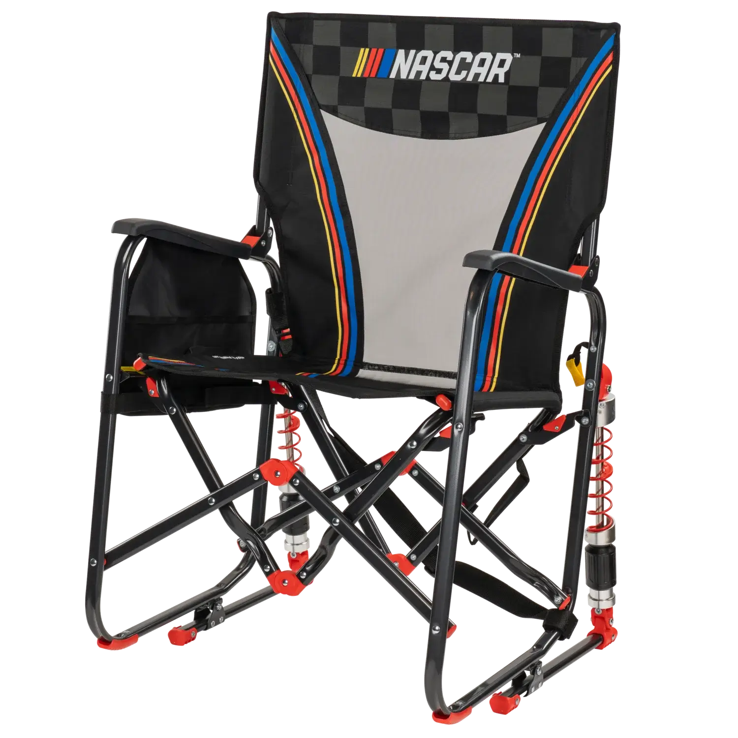 Luxury Camp Adjustable Rocker - NASCAR - Choice 899 - Patented Spring-Action Rocking Chair for Camping Detail