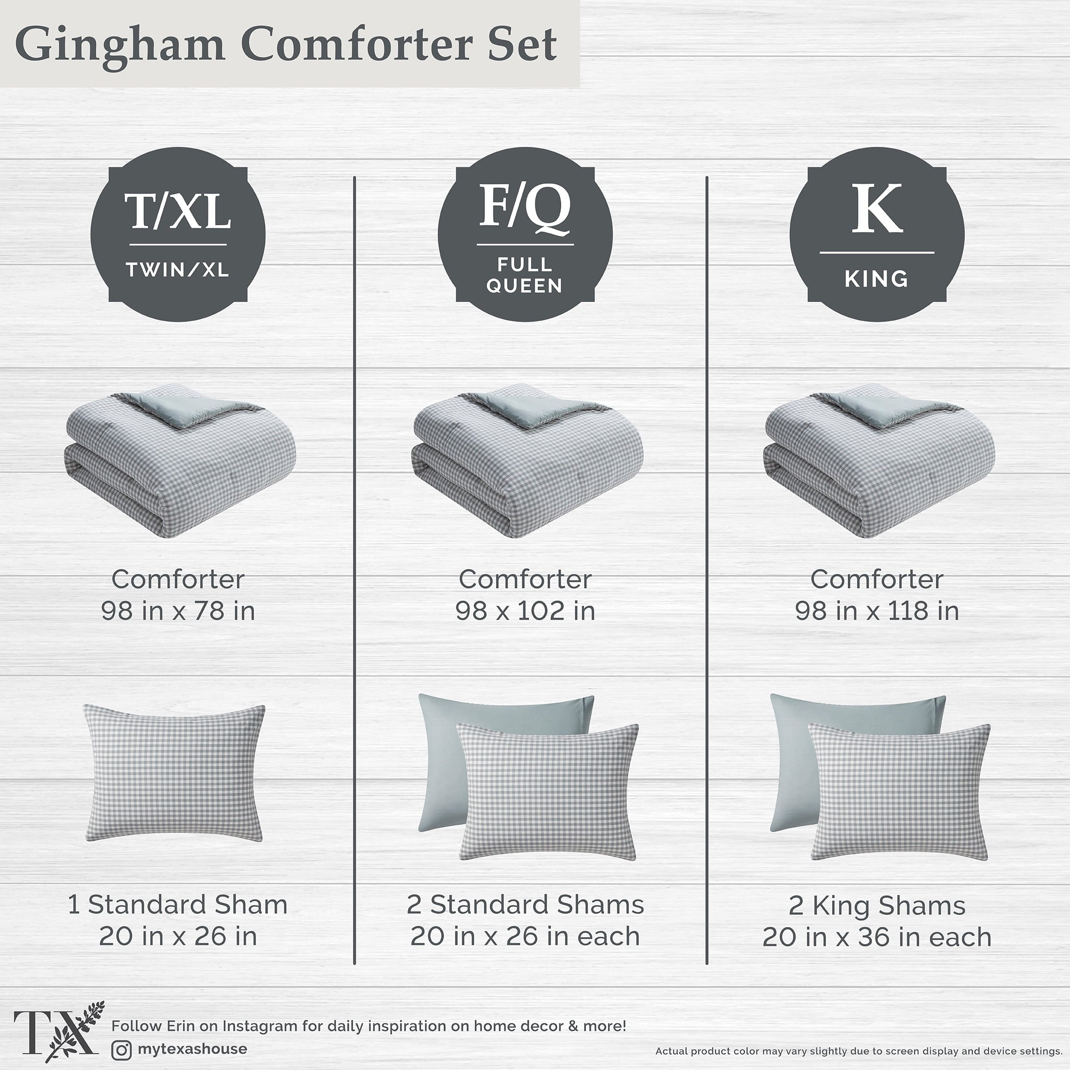 Luxurious Quilted Full/Queen Comforter Set, All-Season, 3-Piece, Green Gingham Plaid - All-Season Down Alternative Comforter Insert Detail