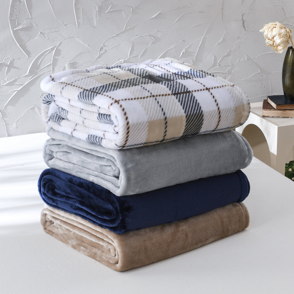 Cozy Fleece Super Soft Plush Blanket, Gray, Twin, Adult/Teen - Super Soft Reversible Sherpa Flannel Blanket Detail