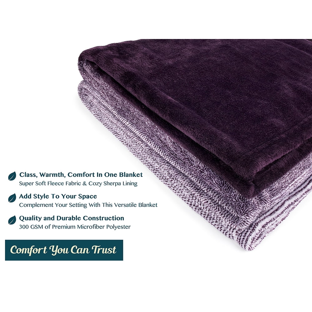Super Soft Flannel Flannel Fleece Ombre Throw Blanket for Couch | Super Soft Cozy Microfiber Couch Blanket | Gradient Decorative Accent ... - Super Soft Reversible Sherpa Flannel Blanket Detail