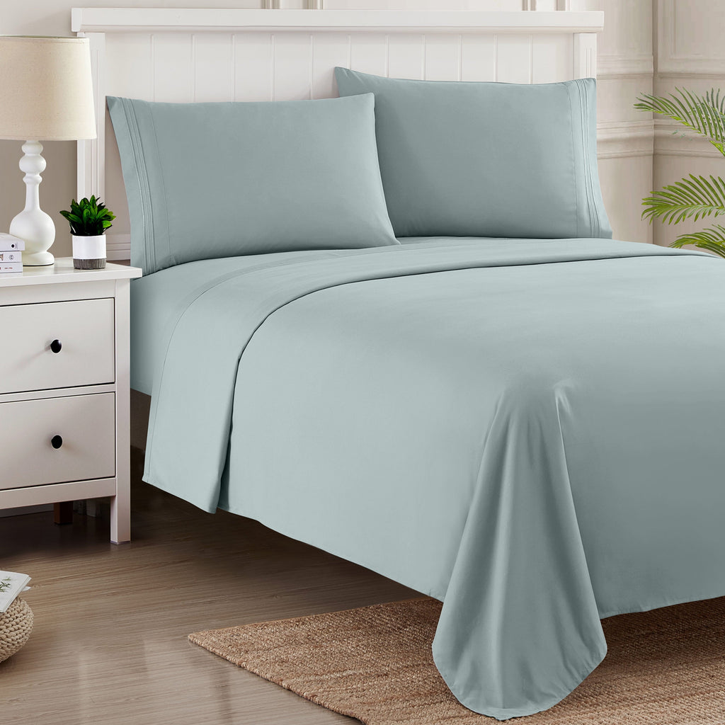 Wrinkle-Resistant 1800 Series Classic 4-Piece 1800 Thread Count 100 GSM Bed Sheet, Queen - Luxury Bed Sheet Set with Deep Pockets Detail