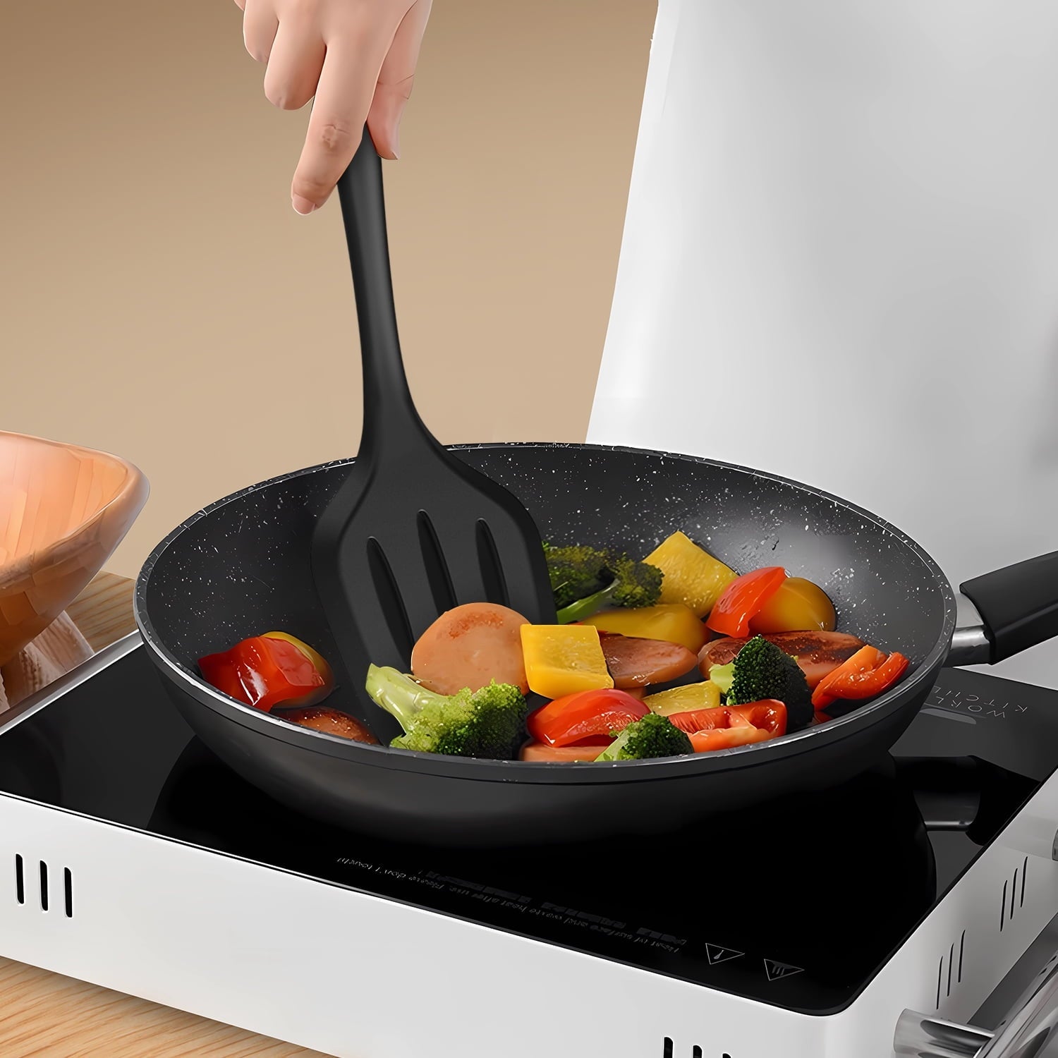 Heavy Duty Silicone Cooking Utensils Set - 446°F Heat Resistant Kitchen Utensils,Turner Tongs,Spatula,Spoon,Brush,Whisk,Ki... - Multi-Purpose Hand Tool for Daily Meal Prep Detail