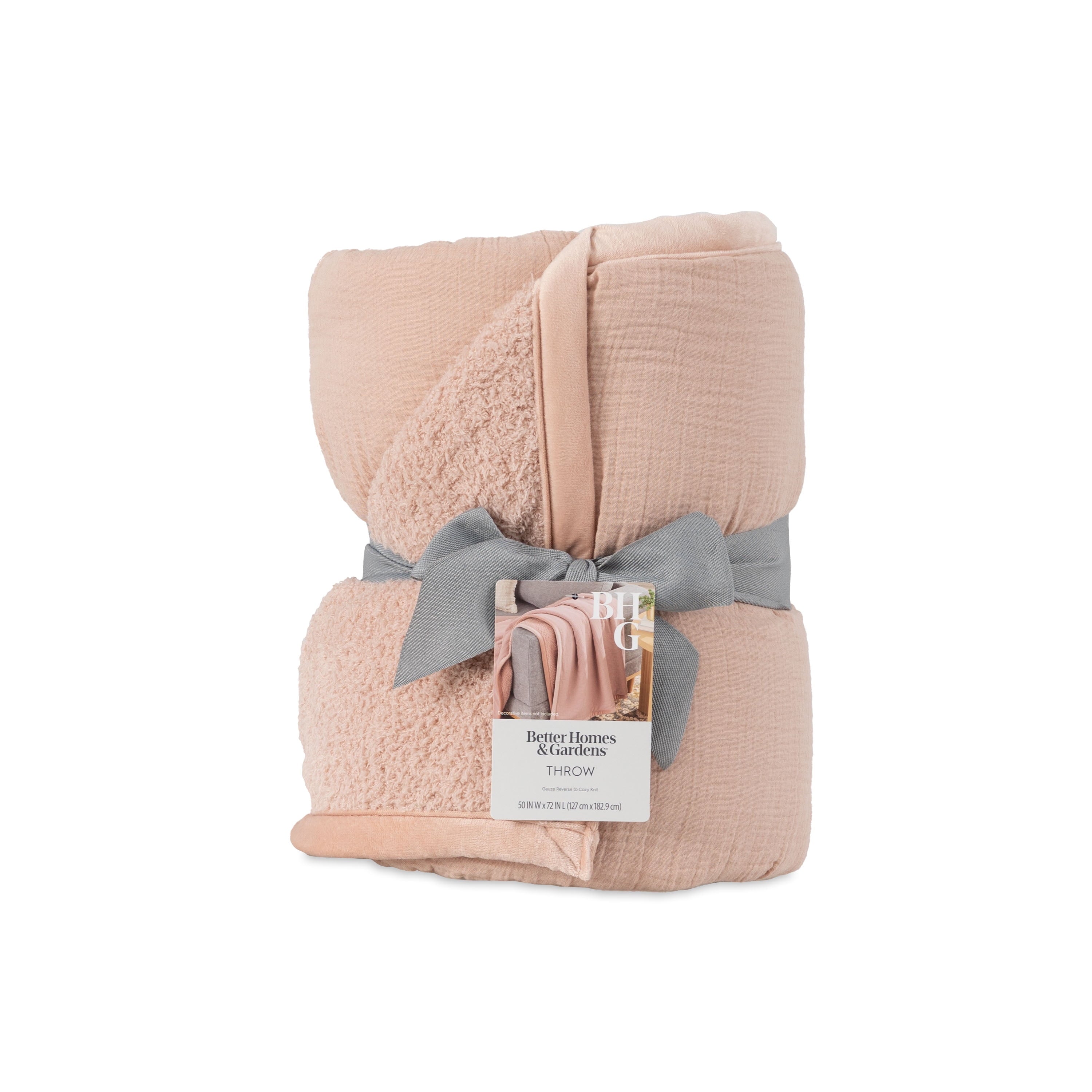 Reversible Sherpa Gauze Reverse to Cozy Knit Super Soft Throw Blanket, Oversized, Antique Blush - Lightweight Plush Warm Blanket for All Seasons Detail