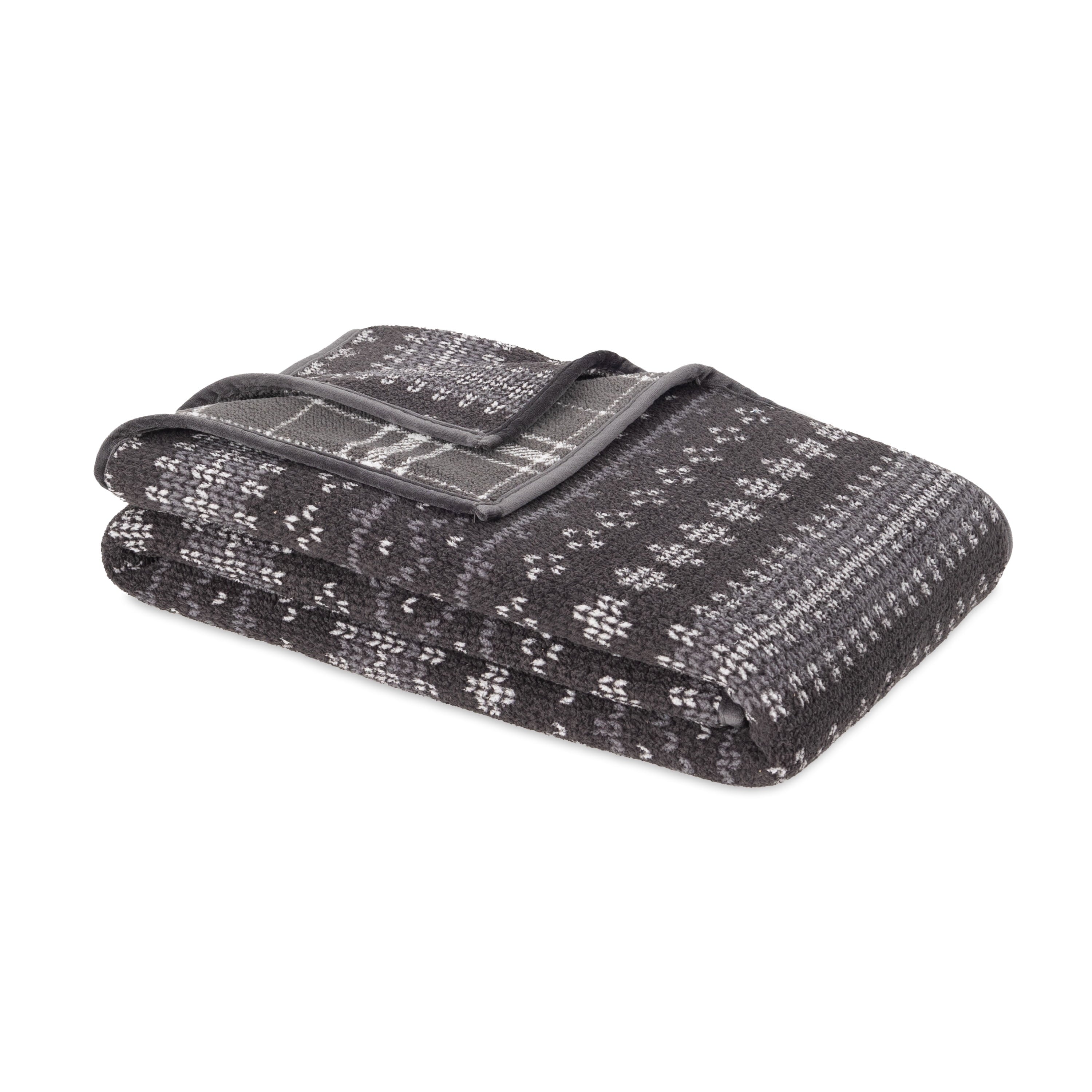 Decorative Knitted Berkshire Life Reversible Printed Hampshire Soft Throw Blanket, Glacier Fair Isle - Cozy Fleece Throw Blanket for Couch & Bed Detail