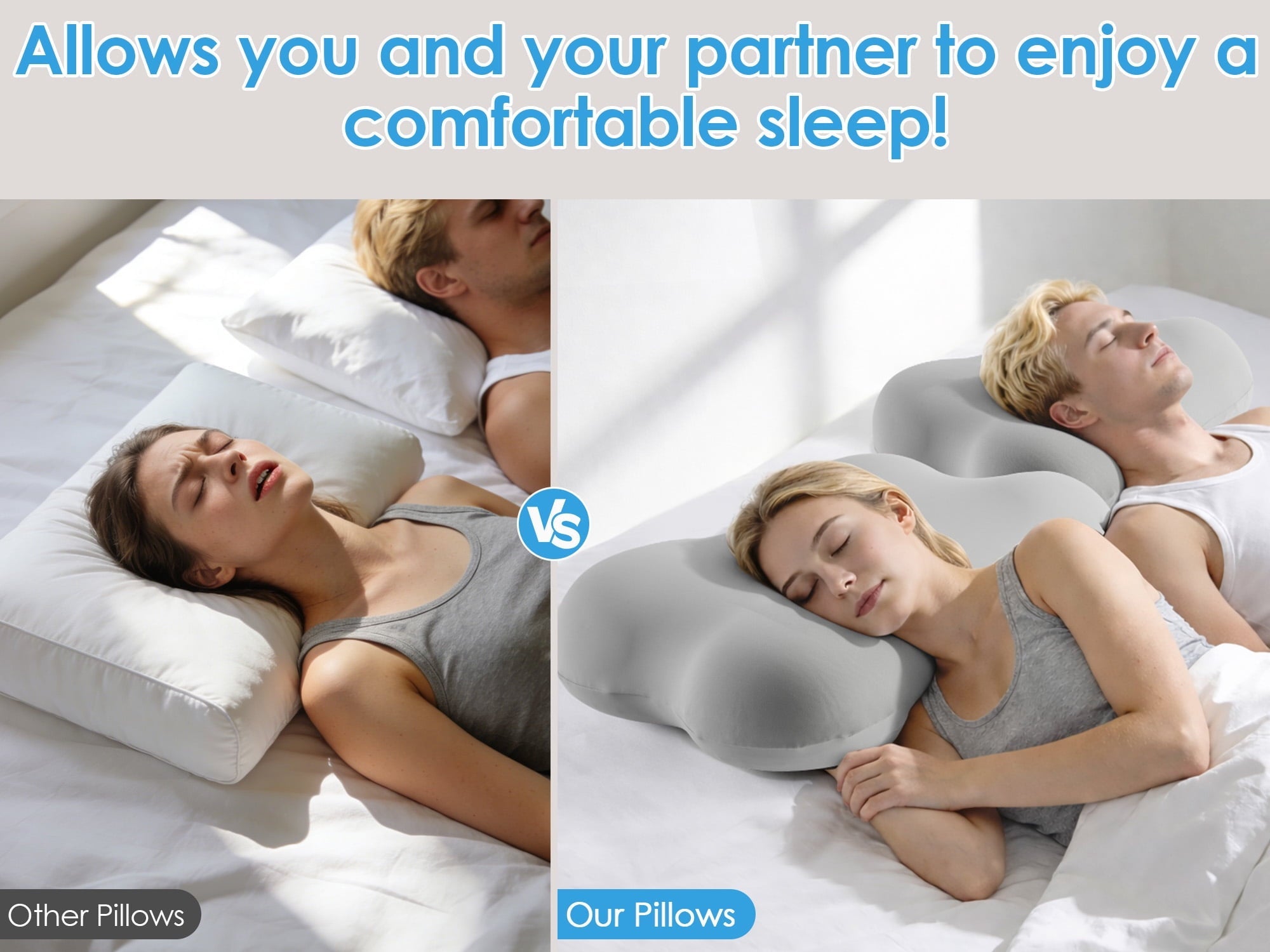 Orthopedic Support Cervical Pillow Orthopedic Cervical Pillow for Neck Pain Relief, Memory Foam Bed Pillow with Pillowcase, Contour Bed ... - Orthopedic Shredded Foam Bed Pillow Set Detail