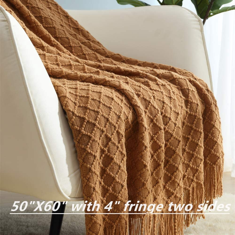 Super Soft Flannel Home Decor Rustic Couch Sofa Chair Bed Throw Blanket, Soft Warm Light Weight in Spring Summer (50''X60'' Brown) - Super Soft Reversible Sherpa Flannel Blanket Detail