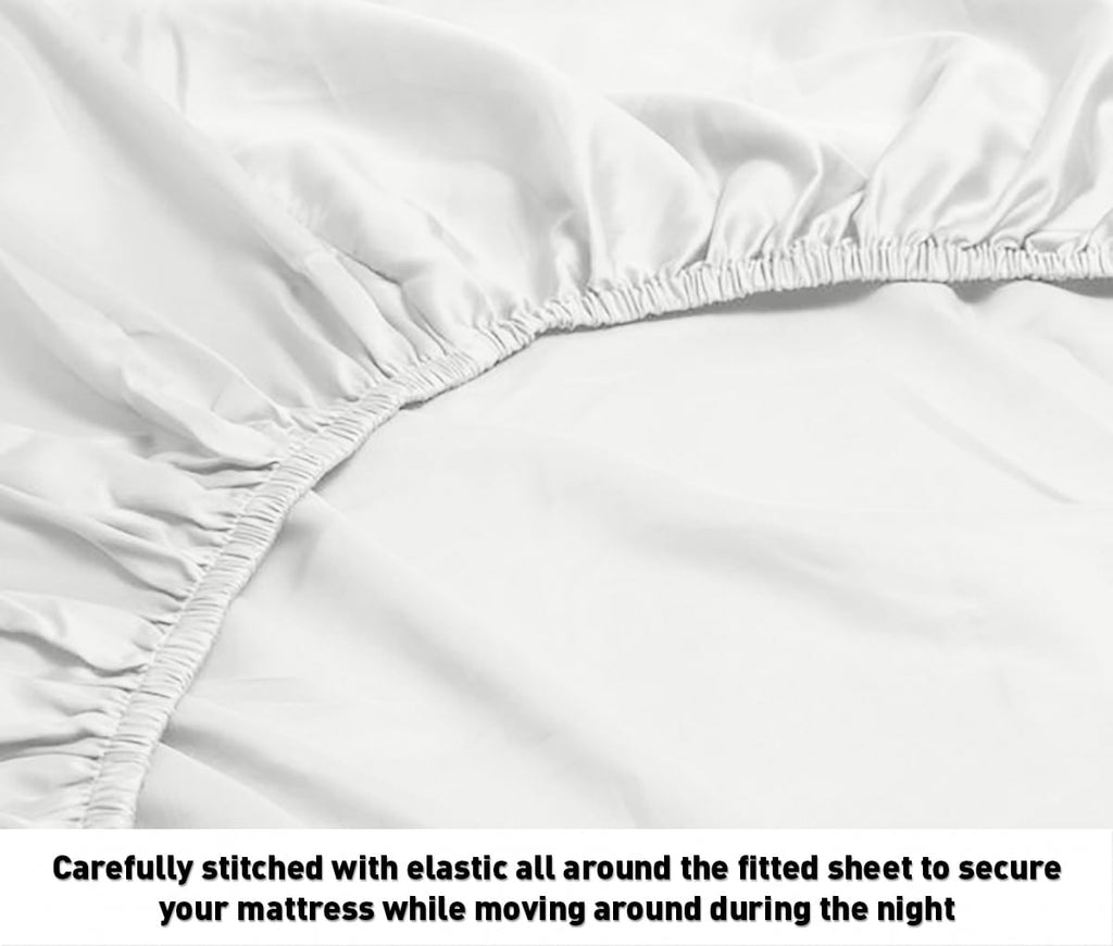 Wrinkle-Resistant Luxurious Collection 1000 Thread Count 100% Cotton Bed Sheet Set (Twin XL, White) - Cooling Hotel Quality Bedding Sheets and Pillowcases Detail