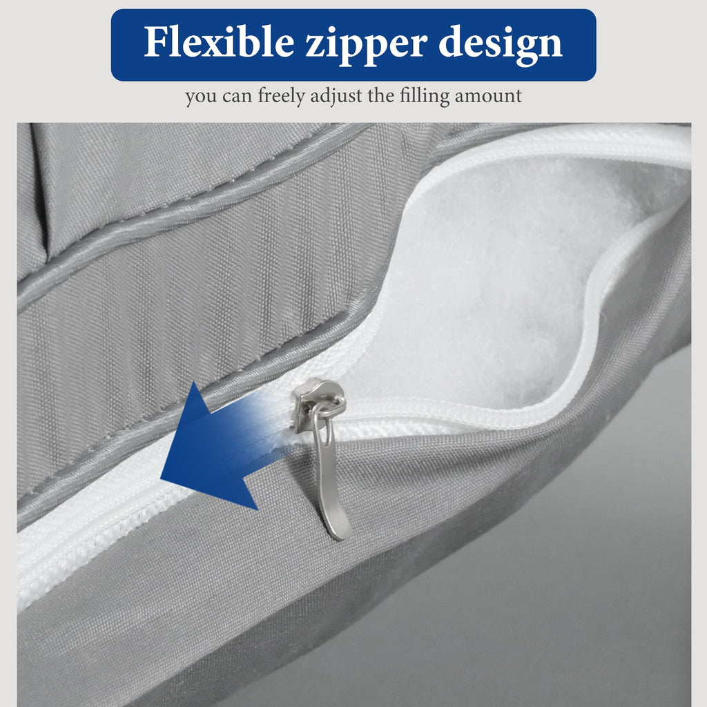 Fluffy Shredded 2-Pack Luxurious Hotel-Quality ,Resistant to Flattening, All-Season,Gray - Orthopedic Shredded Foam Bed Pillow Set Detail