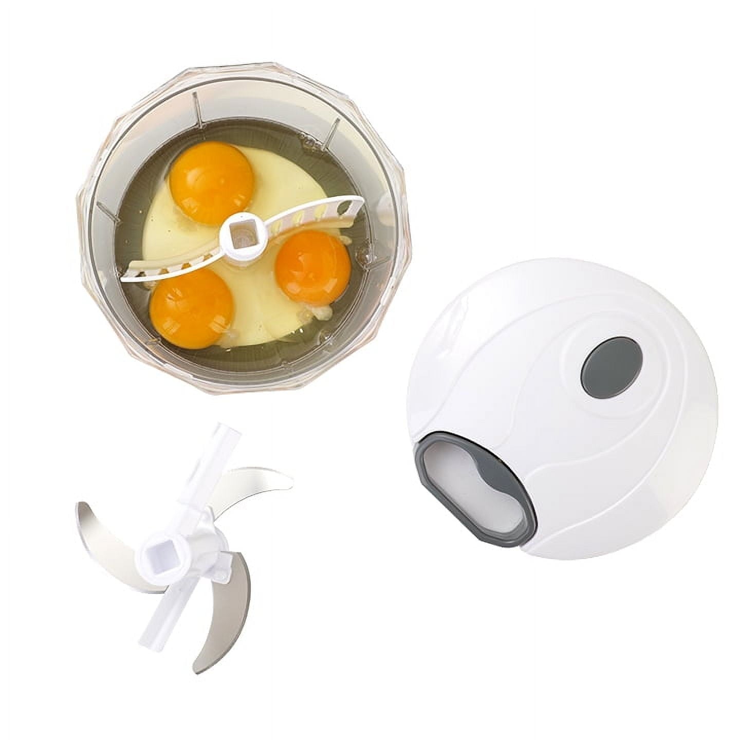 Innovative 1qt Quick Pull Chopper, BPA free , SS Blades, Food Contact Safe Material , White & Grey, Weight 320g - Premium Stainless Steel Garlic Presser & Peeler Detail