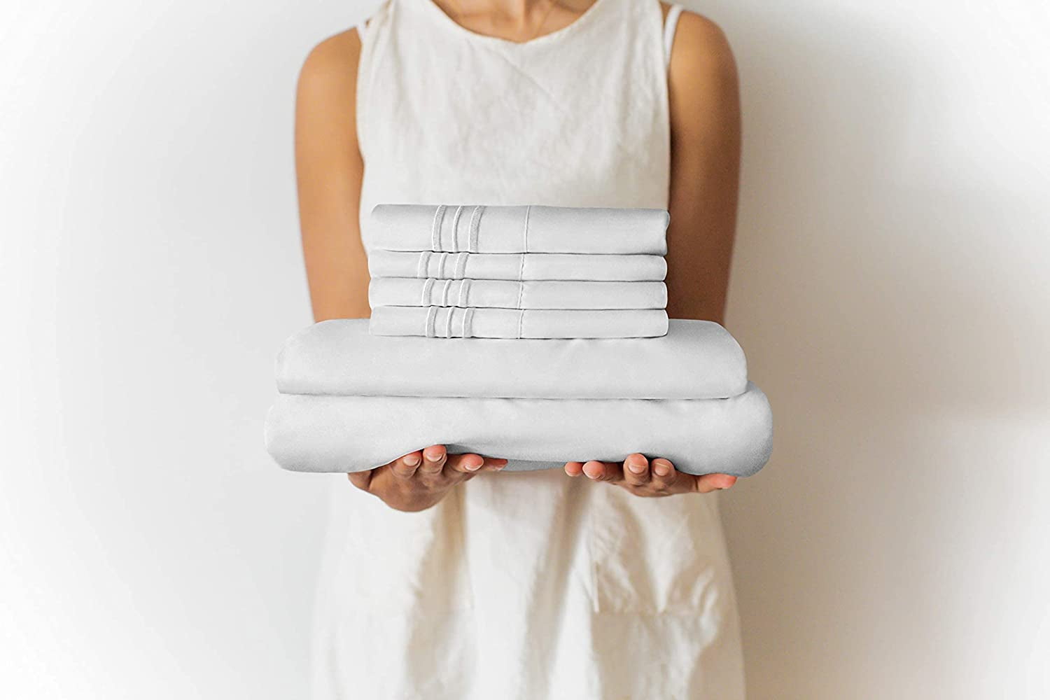 Wrinkle-Resistant 6-Piece Breathable and Cooling Sheet Set With Extra Matching Pillowcases - King Size Bed Sheets Fits 8"-16... - Cooling Hotel Quality Bedding Sheets and Pillowcases Detail
