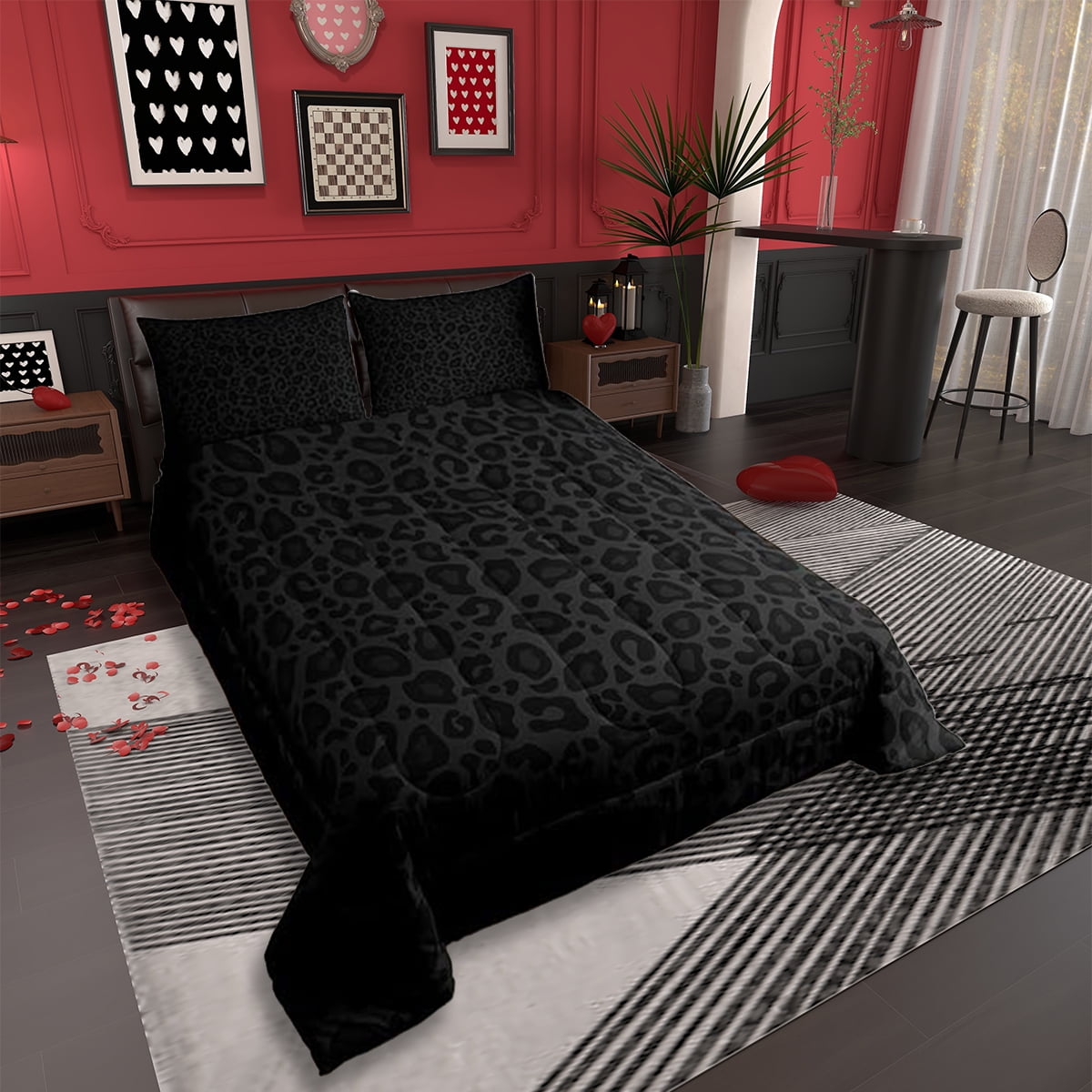 Heavyweight Warmth Leopard Print Comforter Set Full Size,Abstract Cheetah Texture Bedding Set,Women Room Decor,Rustic Farmhouse Retro Do... - Hypoallergenic Ultra-Fluffy Quilt for Winter Detail