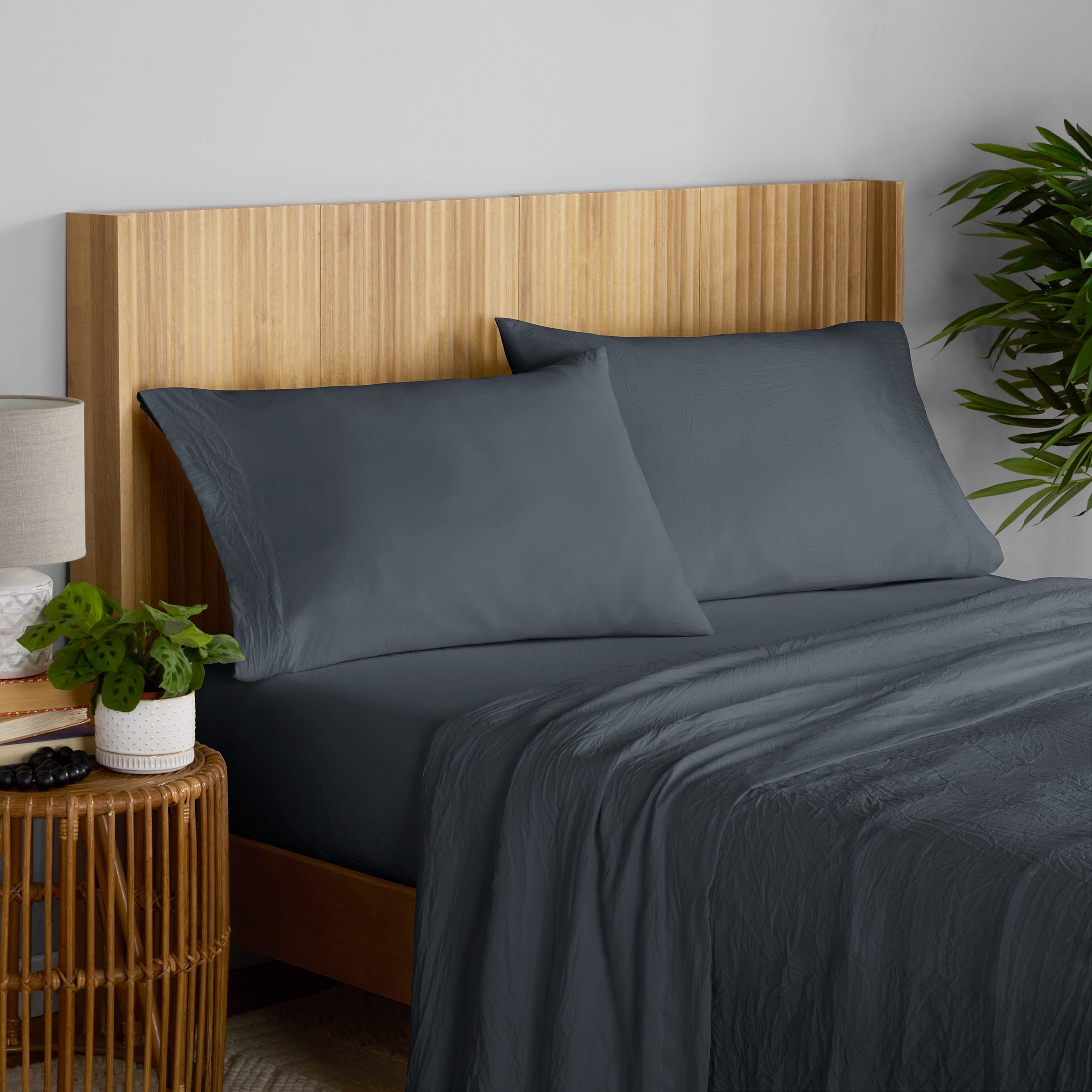 Wrinkle-Resistant Microfiber Bed Sheet Set, Grey Stone, Full, 4 Pieces - Premium Ultra-Soft Pillowcase Pair for Sleeping Detail