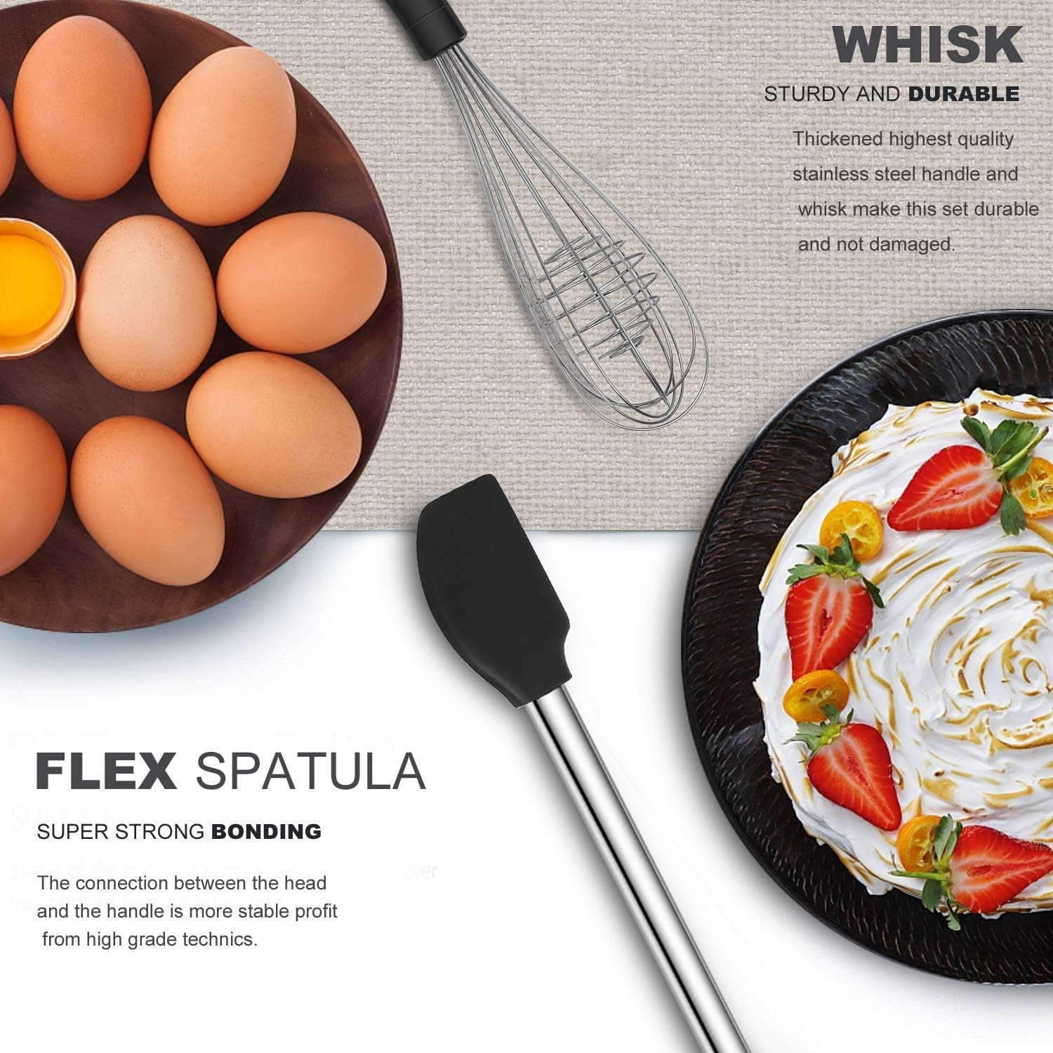 Non-Stick Safe Kitchen Utensil Set-Silicone Cooking Utensils-33 Kitchen Gadgets & Spoons for Nonstick Cookware-Silicone and Stainles... - Durable Turner & Ladle Utensil Set for Home Chefs Detail