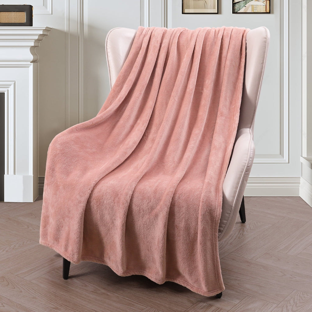 Super Soft Flannel Large Flannel Fleece Velvet Plush Throw Blanket - 50" x 70" (Pink) - Cozy Fleece Throw Blanket for Couch & Bed Detail