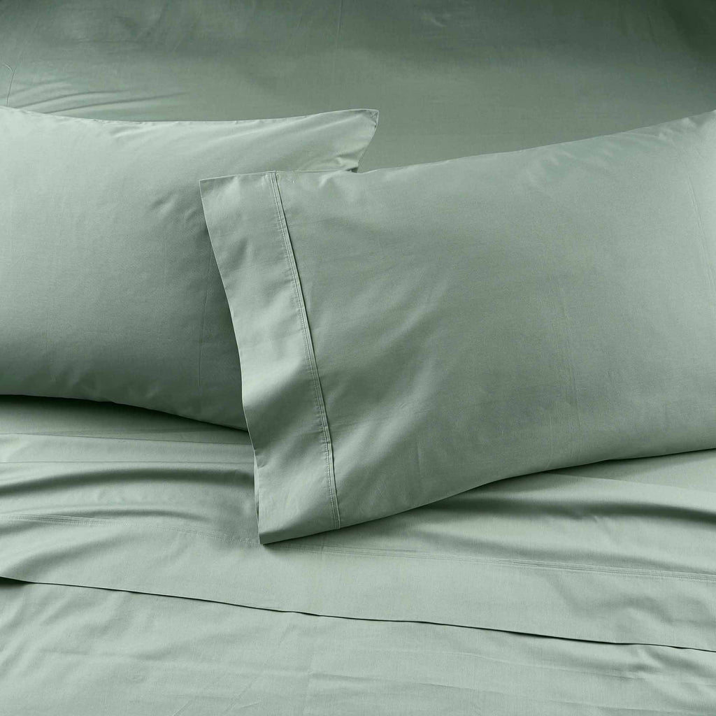 Wrinkle-Resistant Cool & Crisp 4-Piece 300 Thread Count Green River Cotton Percale Sheet Set, Queen - Luxury Bed Sheet Set with Deep Pockets Detail