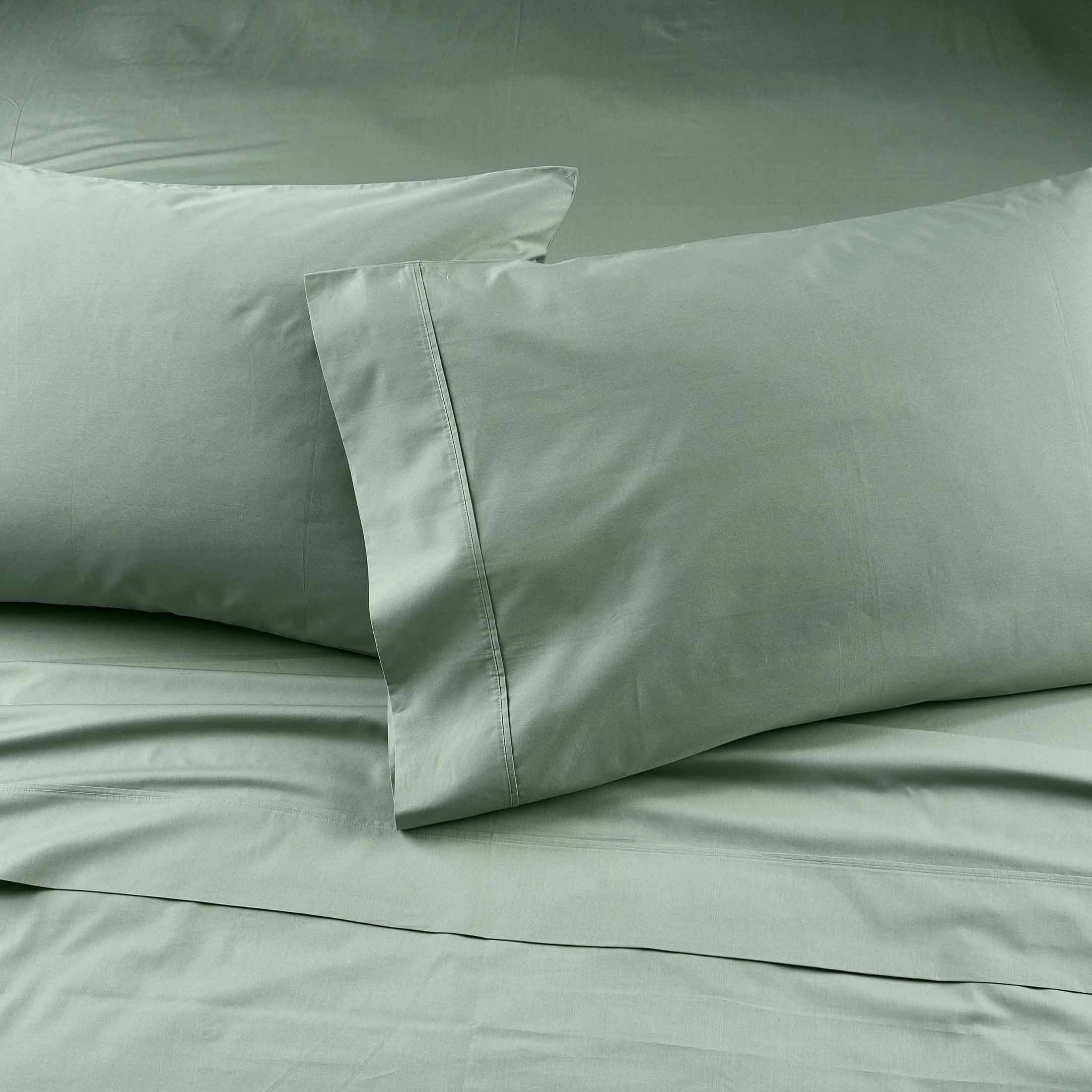 Wrinkle-Resistant Cool & Crisp 4-Piece 300 Thread Count Green River Cotton Percale Sheet Set, Queen - Luxury Bed Sheet Set with Deep Pockets Detail