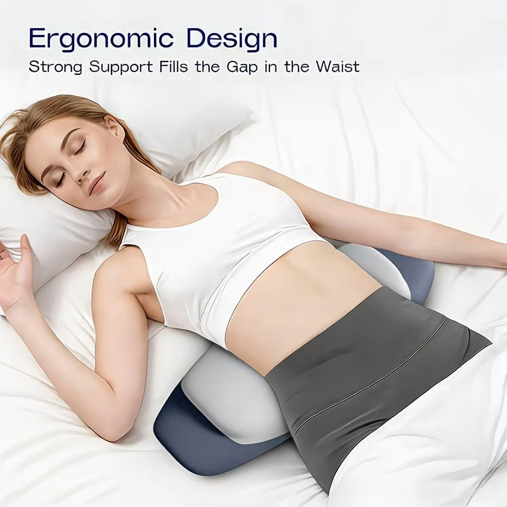 Ergonomic Memory Foam Lumbar Support Pillow for Bed, Memory Foam Ergonomic Lower Back Support Waist Pillow for Side Back and Stomach Sleepe... - Decorative Throw Pillow Cushion for Sofa & Bed Detail