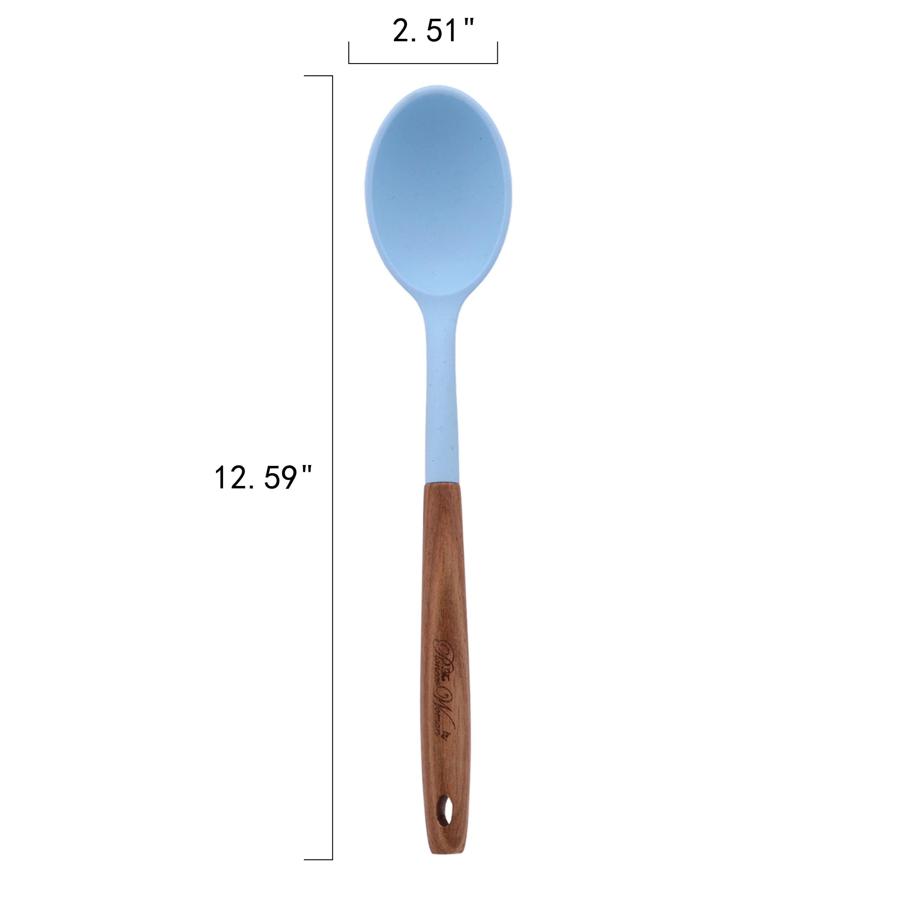 High-Precision 10-Piece Silicone and Acacia Wood Handle Cooking Utensils Set, Blue - Professional Kitchen Tool for Culinary Enthusiasts Detail