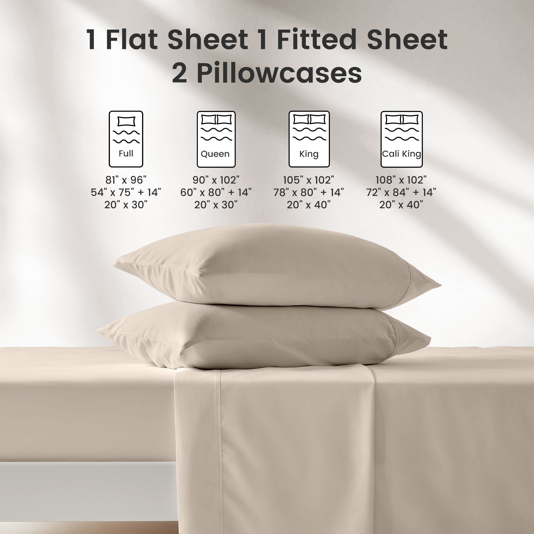 Breathable Luxury Bed Sheet Sets,Ultra Soft Breathable Luxury 4 Piece, (Beige, Queen) - Premium Ultra-Soft Pillowcase Pair for Sleeping Detail