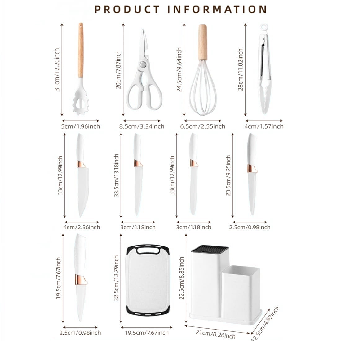 High-Precision Kitchen Utensils Set for Cooking, 11 Cooking Utensils, 6 Knife set Beige,3 Utensil Sets,utensilios de cocina - High-Precision Culinary Tool for Baking & Cooking Detail