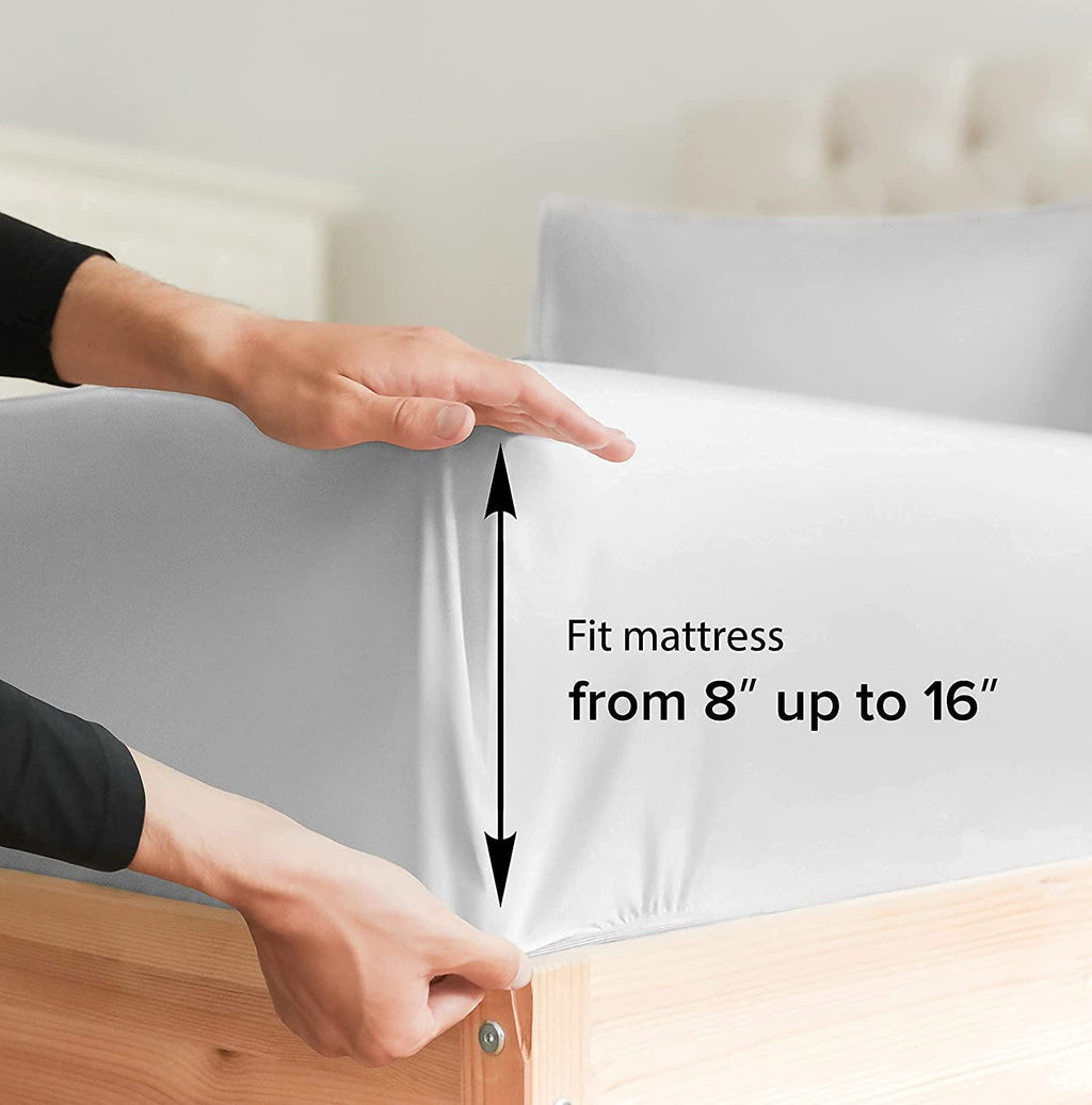 Wrinkle-Resistant 6-Piece Breathable and Cooling Sheet Set With Extra Matching Pillowcases - King Size Bed Sheets Fits 8"-16... - Cooling Hotel Quality Bedding Sheets and Pillowcases Detail