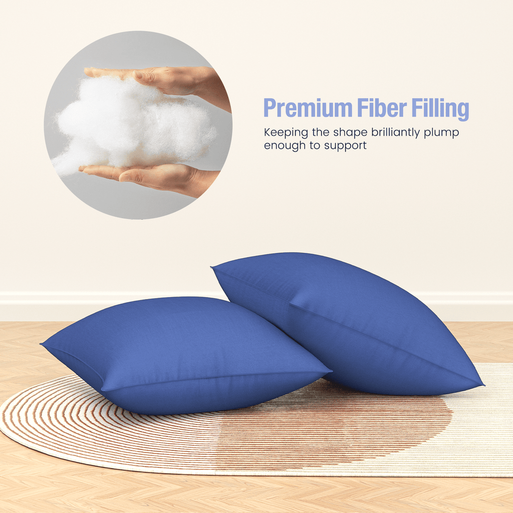 Decorative Plump Throw Pillow Inserts Set of 2, Indoor Decorative 18x18 inches Square Pillows for Couch, Sofa, Bed, Supportive Cushion... - Hotel Quality Plush Sleeping Pillows Detail