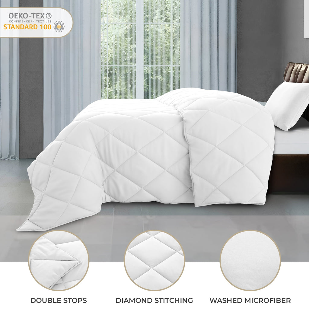 All-Season Lux Decor All-Season Comforter Sets Twin Size 2 PC, Reversible Bedding Set with Diamond Quilted Design Comforter and ... - All-Season Down Alternative Comforter Insert Detail