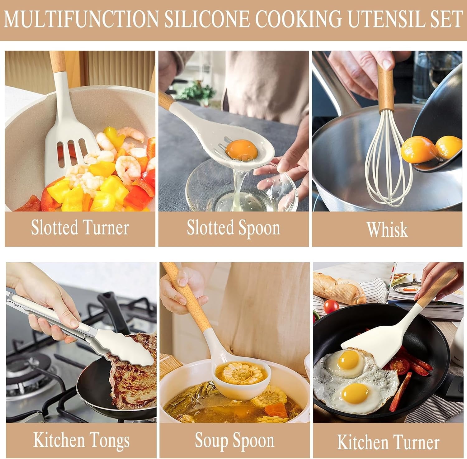 Heavy Duty Kitchen Cooking Utensils Set, 33 pcs Non-stick Silicone Cooking Kitchen Utensils Spatula Set with Holder, Wooden Hand... - Heavy Duty Stainless Steel Kitchen Shears Detail