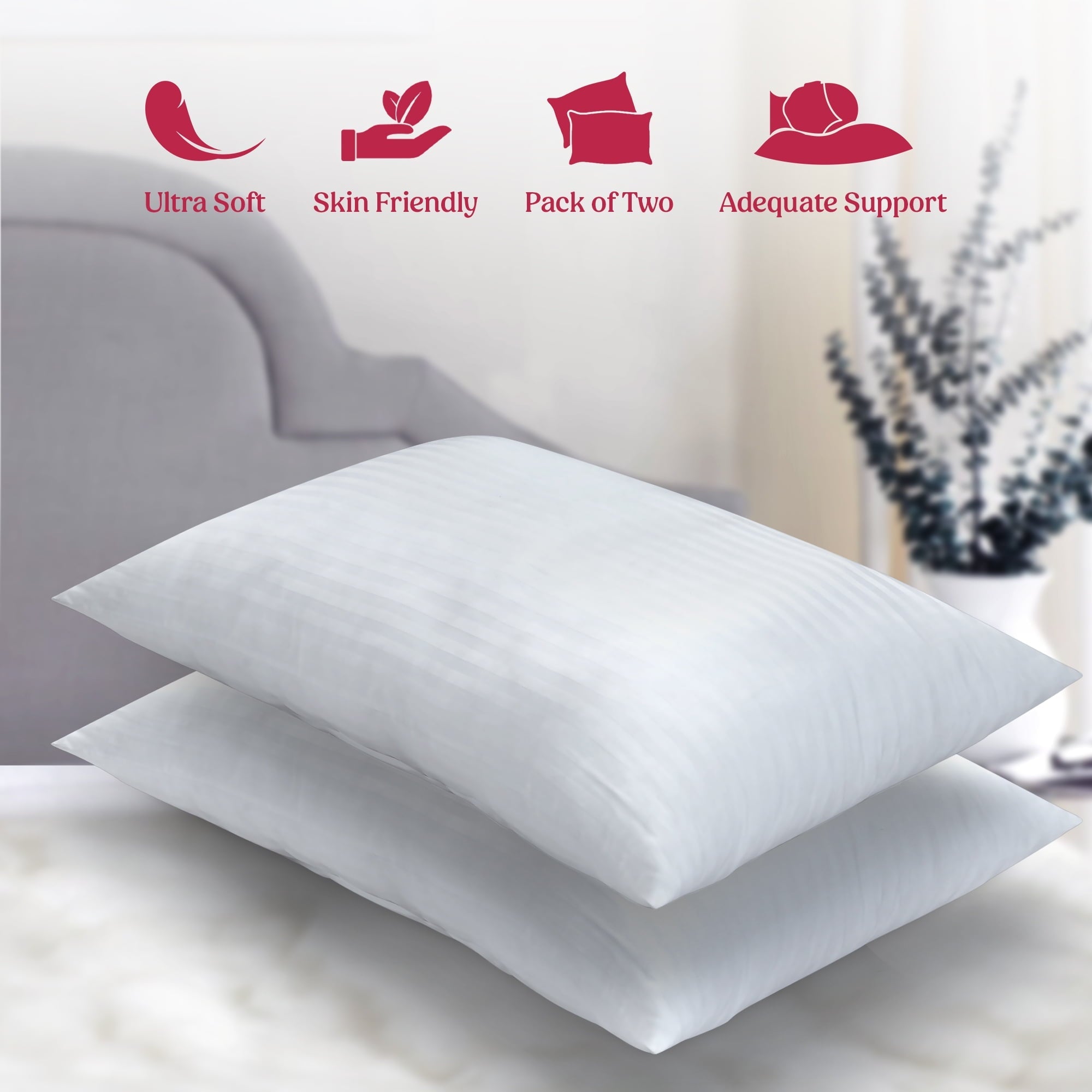 Ergonomic Memory Foam King Bed Pillows Set of 2- Comfortable Breathable Bed Pillows for Sleeping (White, 20x36) - Ergonomic Memory Foam Pillow for Neck Pain Support Detail
